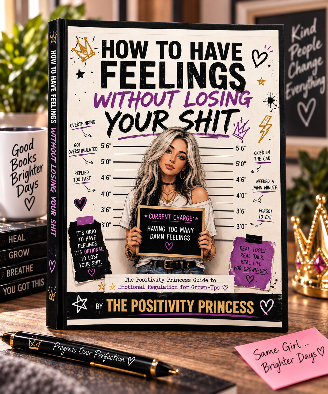 How to Have Feelings Without Losing Your Shit (signed), Bracelet and Stickers Bundle!