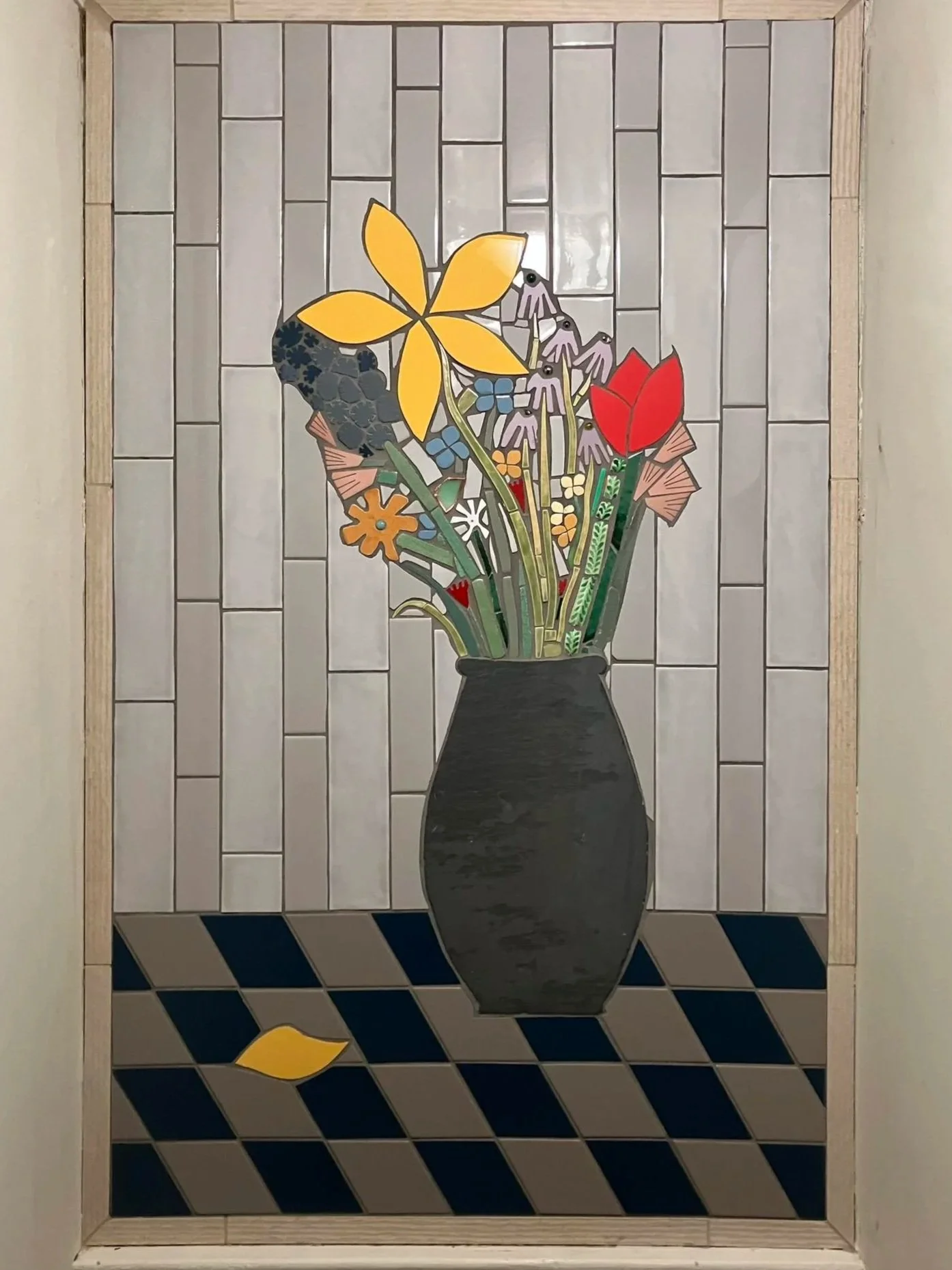 Custom Flower Vase Mosaic Mural