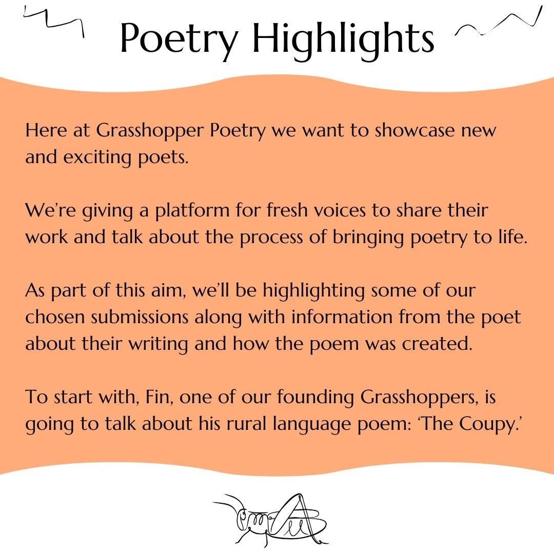 Happy Sunday Grasshoppers!

Today we&rsquo;re posting the first of our poetry highlights which celebrate poetry from across our contributors and give poets a space to discuss their writing process and formal decisions.

In this highlight, Fin, one of