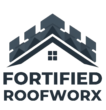 Fortified Roofworx — Logo featuring a stylized house or roof with a fortress wall motif, and the text 'FORTIFIED ROOFWORX' below.