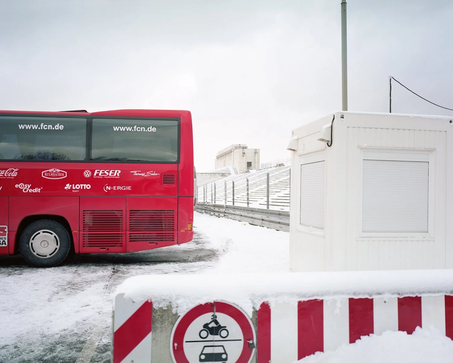 Zeppelin Field with Tribune, Reich Party Rally Grounds, Nürnberg, 1935 / 2011.
The former Reich Party Rally Grounds are frequently used as a parking area for supporters of Nürnberg’s professional football team. The stadium is located nearby.
