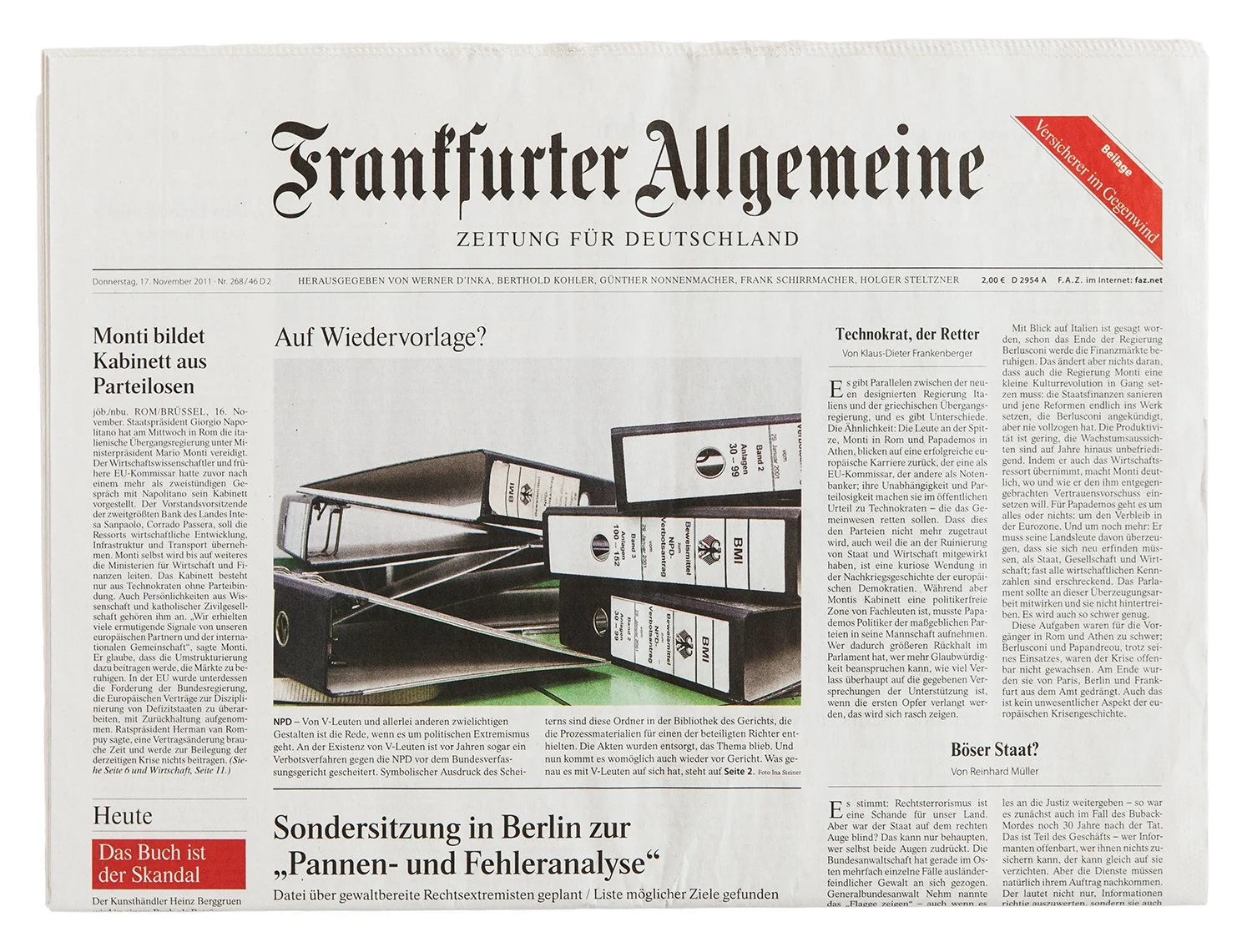 In 2011, the German daily newspaper FAZ requested permission to reproduce the photograph Federal Constitutional Court Library, Karlsruhe, 2003/2007, opting for a different exposure of the film, for a cover story engaging with renewed debates surround