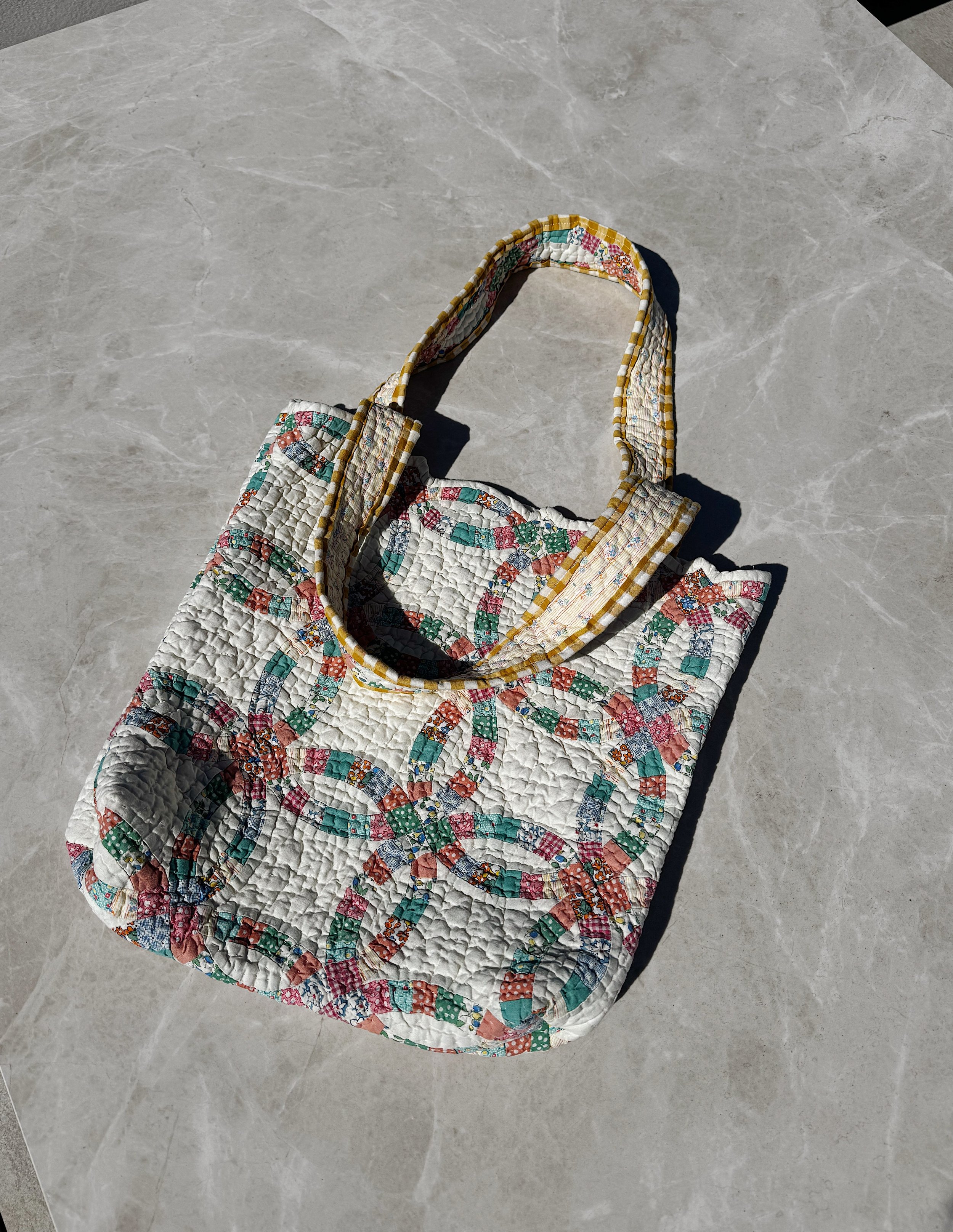 Tote Bag - Yellow Gingham Binding