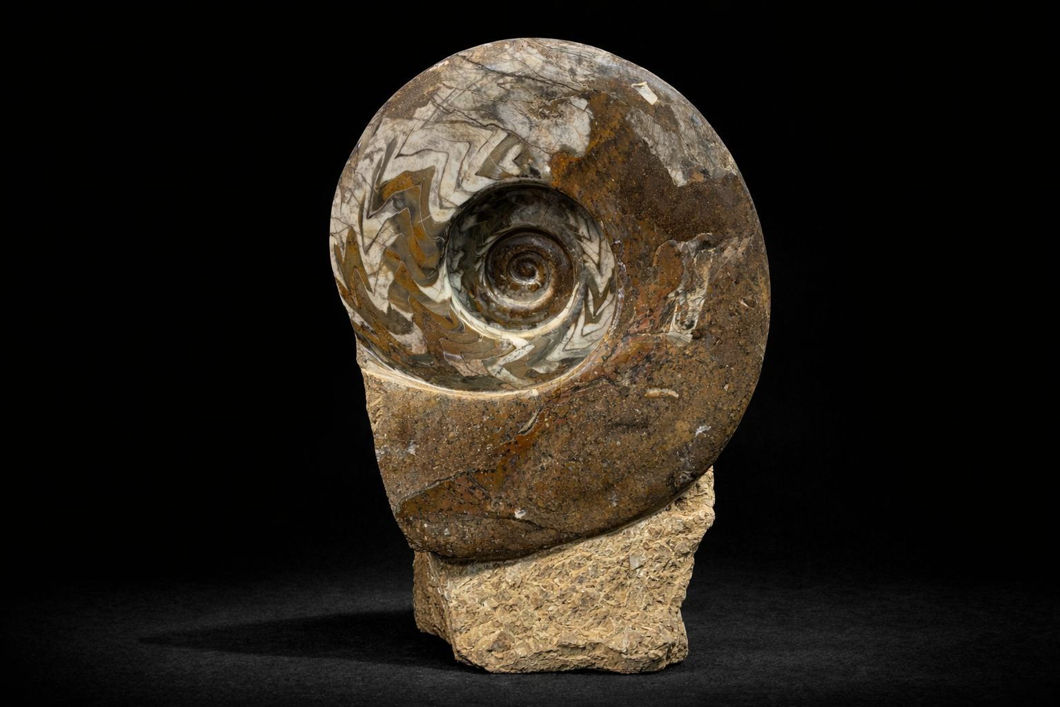 Ammonite (Cleoniceras sp.) •Order: Ammonitida •Age: Cretaceous (~100–110 mya) •Location: Madagascar