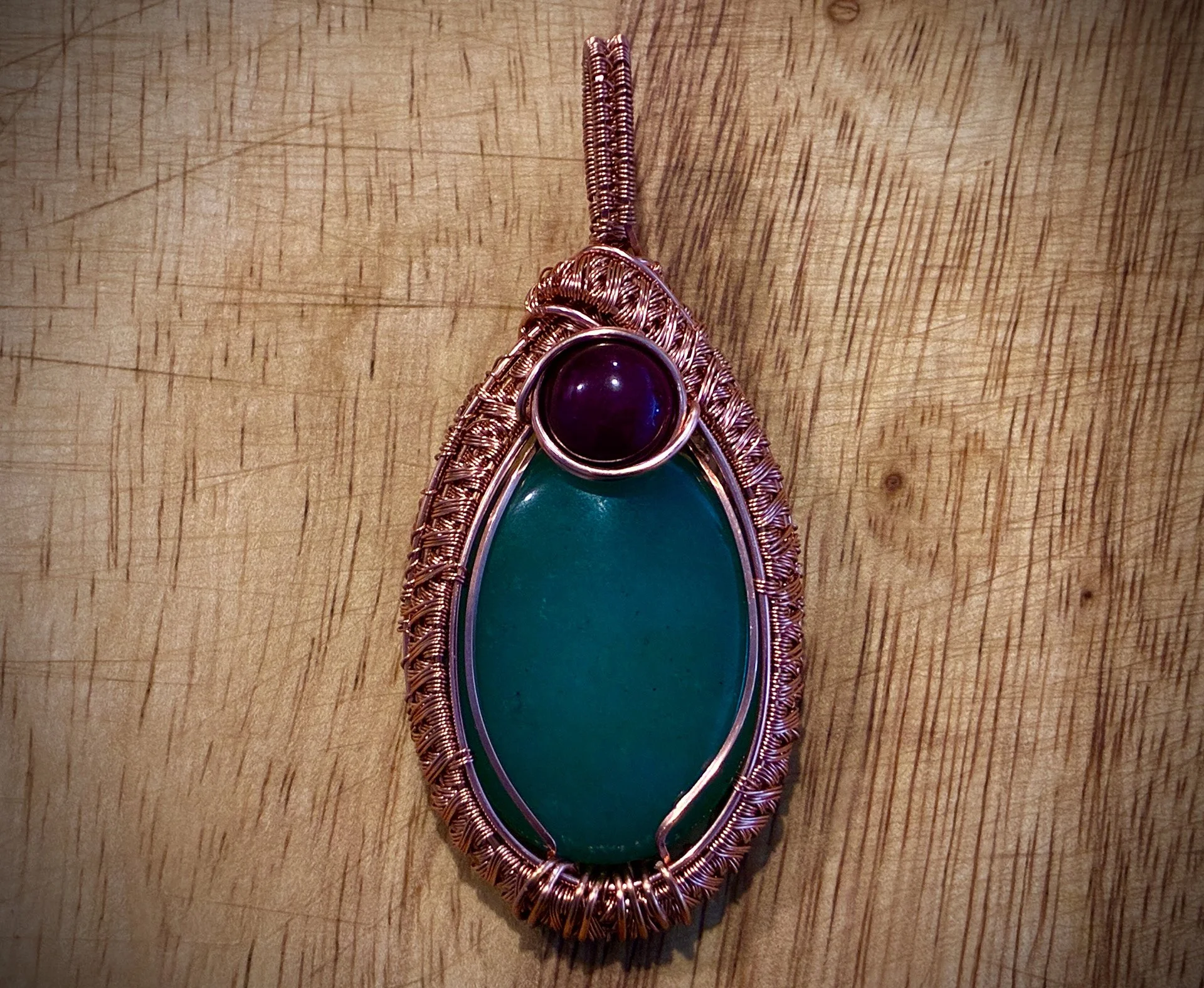 SOLD- Aventurine, dyed agate, bare copper 1.jpg