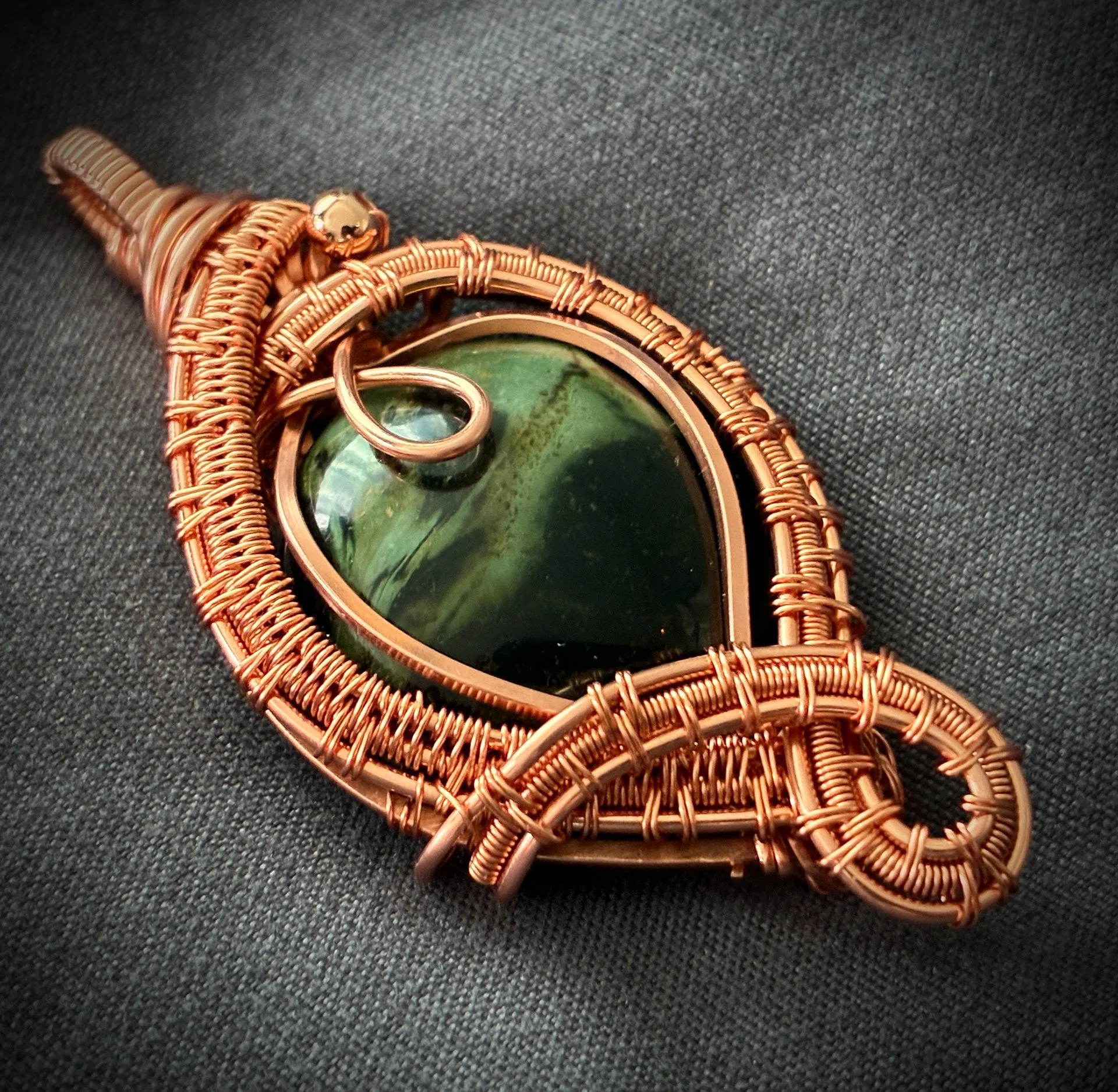 SOLD- Green jasper, bare copper 1.jpg