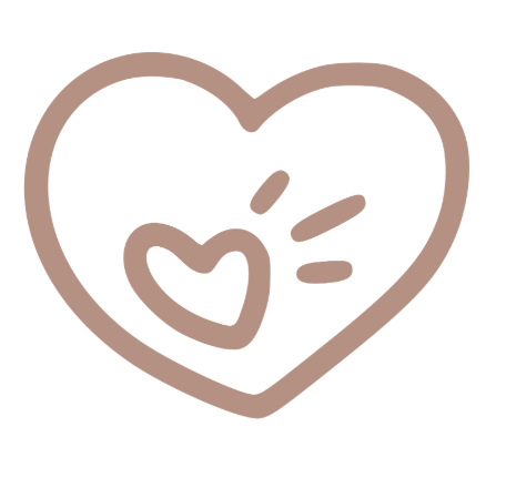 A simple, hand-drawn heart with a smaller heart inside and three lines indicating movement or emphasis.