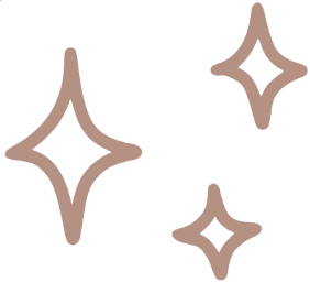 Three beige-colored sparkling star shapes on a white background.