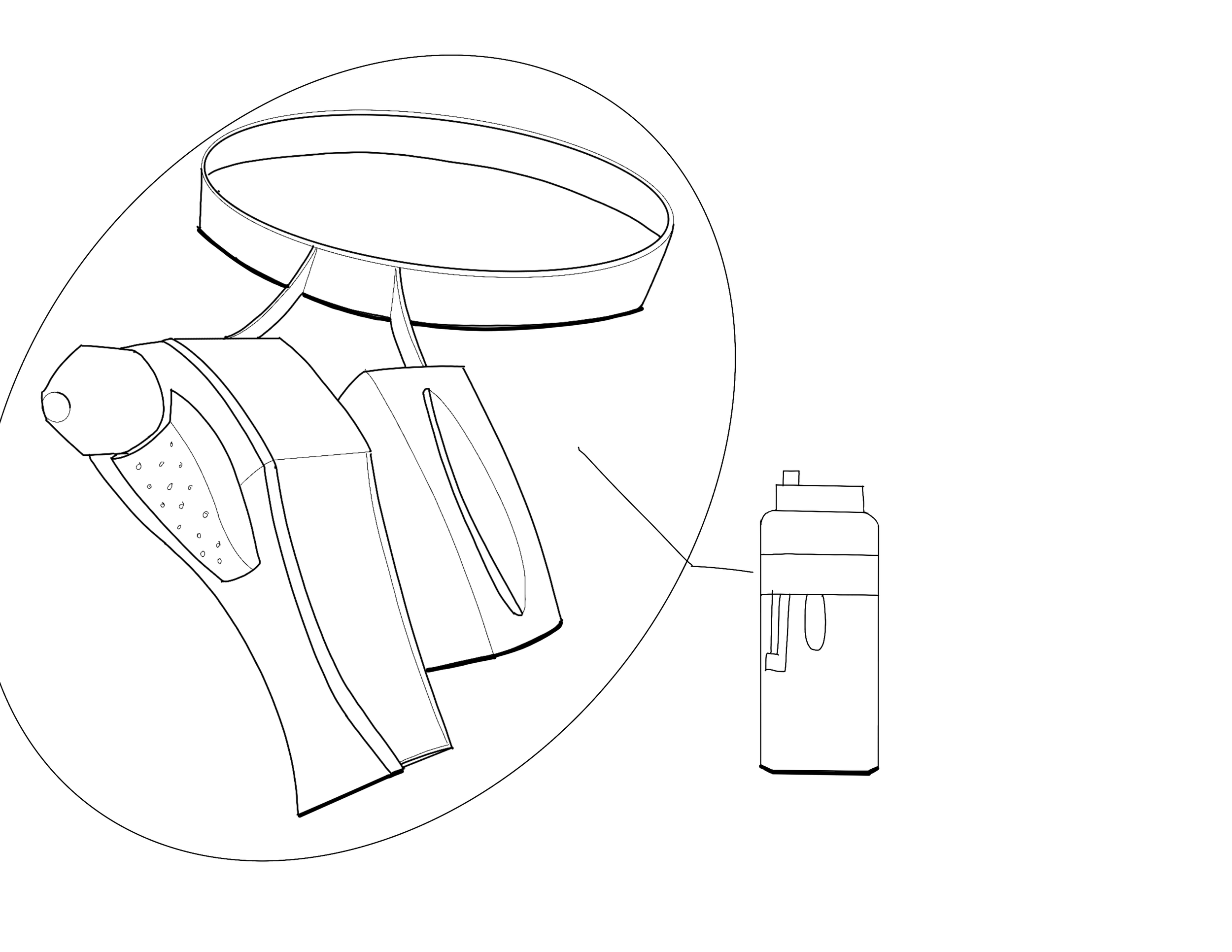 Ring of cleaning supplies attached to water bottle