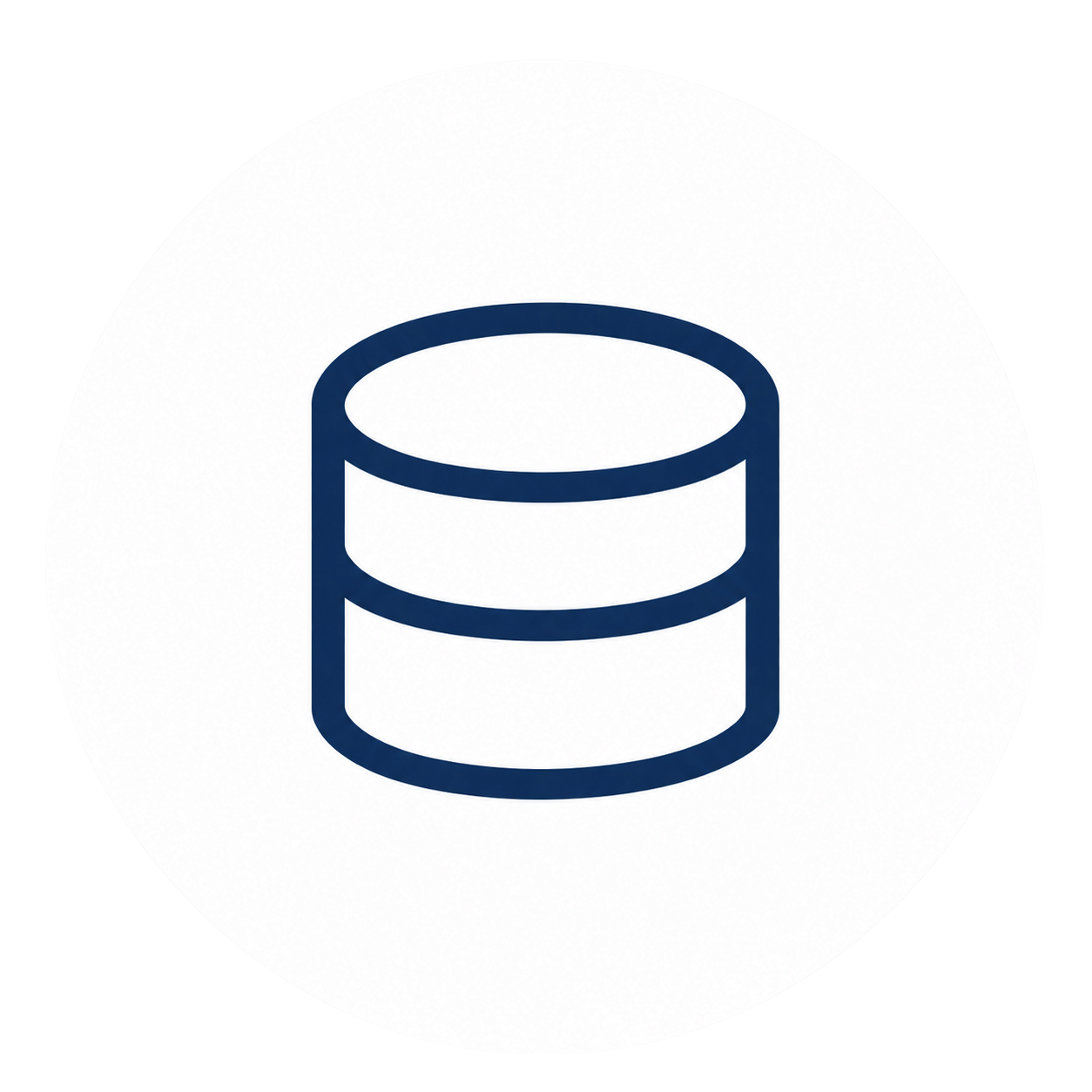 Icon of a stacked database, represented by three horizontal cylinders.
