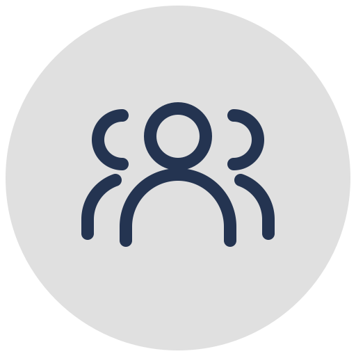 Icon of three stylized people in a group or team setting.