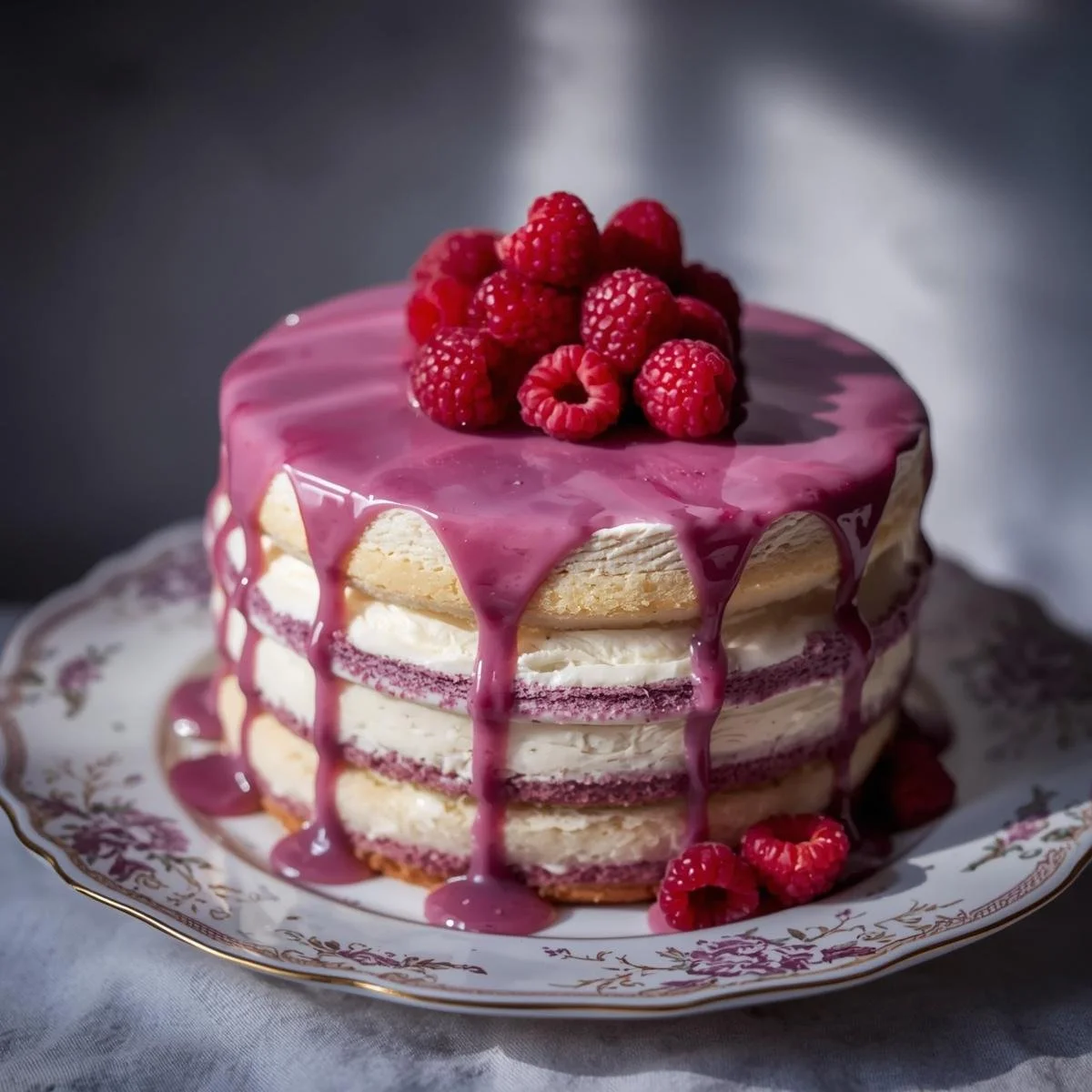 The Sweet Garden Finale: Raspberry Lavender Cake with Raspberry Glaze