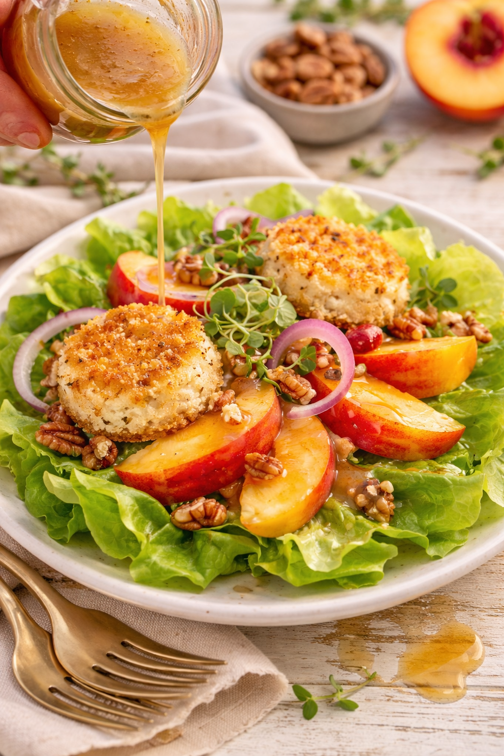 The Perfect Summer Salad: Peaches, Goat Cheese &amp; Butter Lettuce