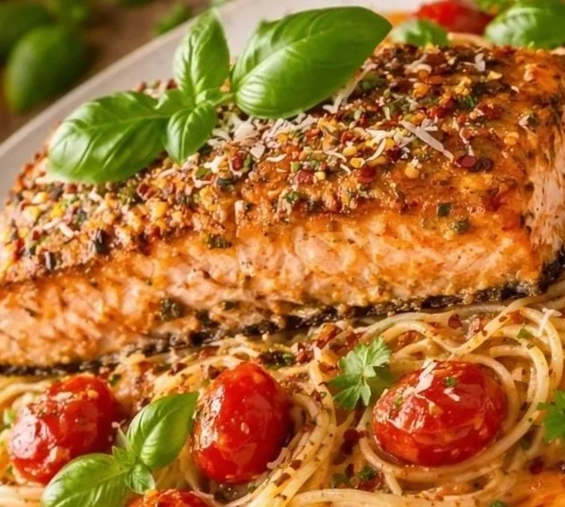 A Labor of Love 💜– Pasta-Crusted Salmon