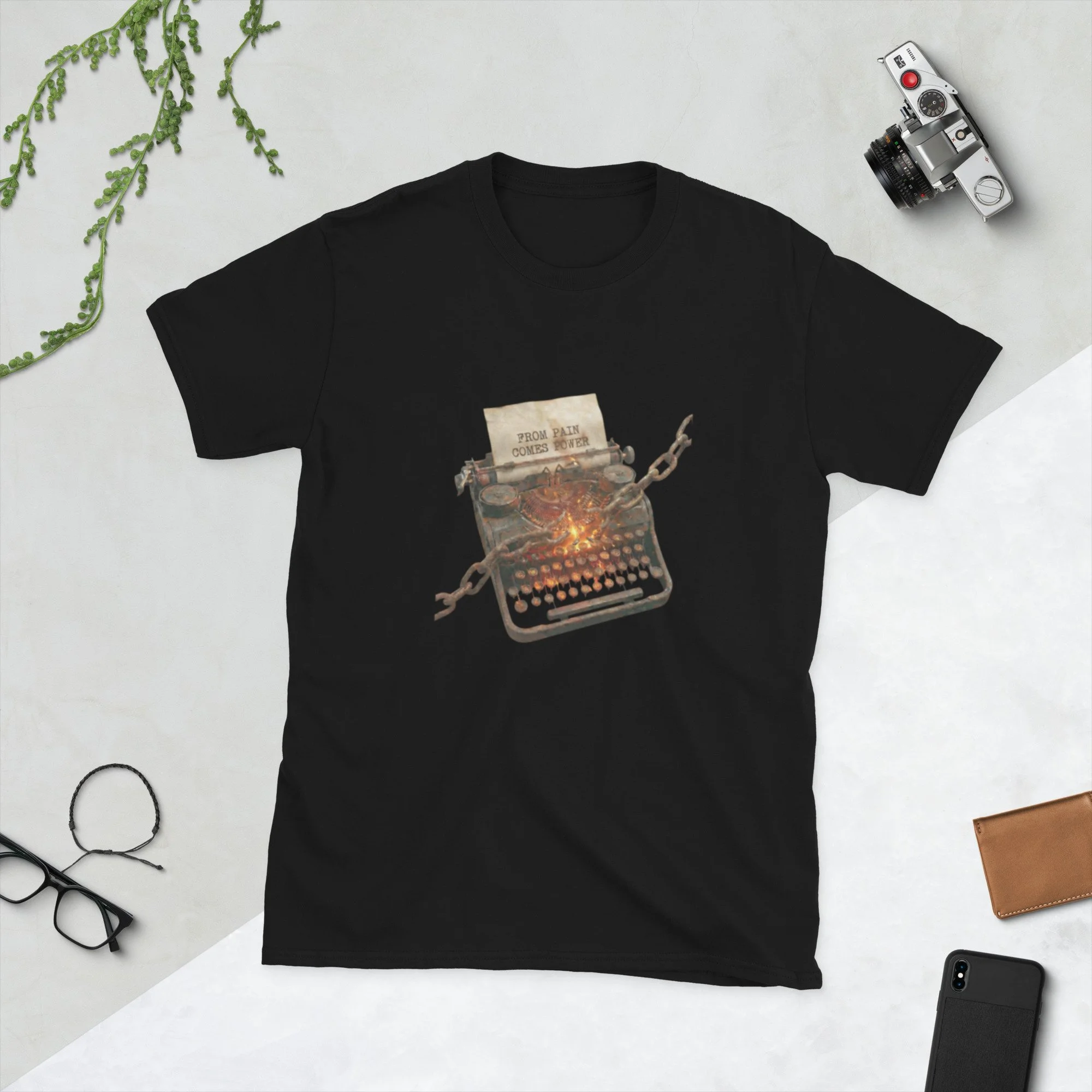 From  Pain Comes Power Typewriter Short-Sleeve Unisex T-Shirt