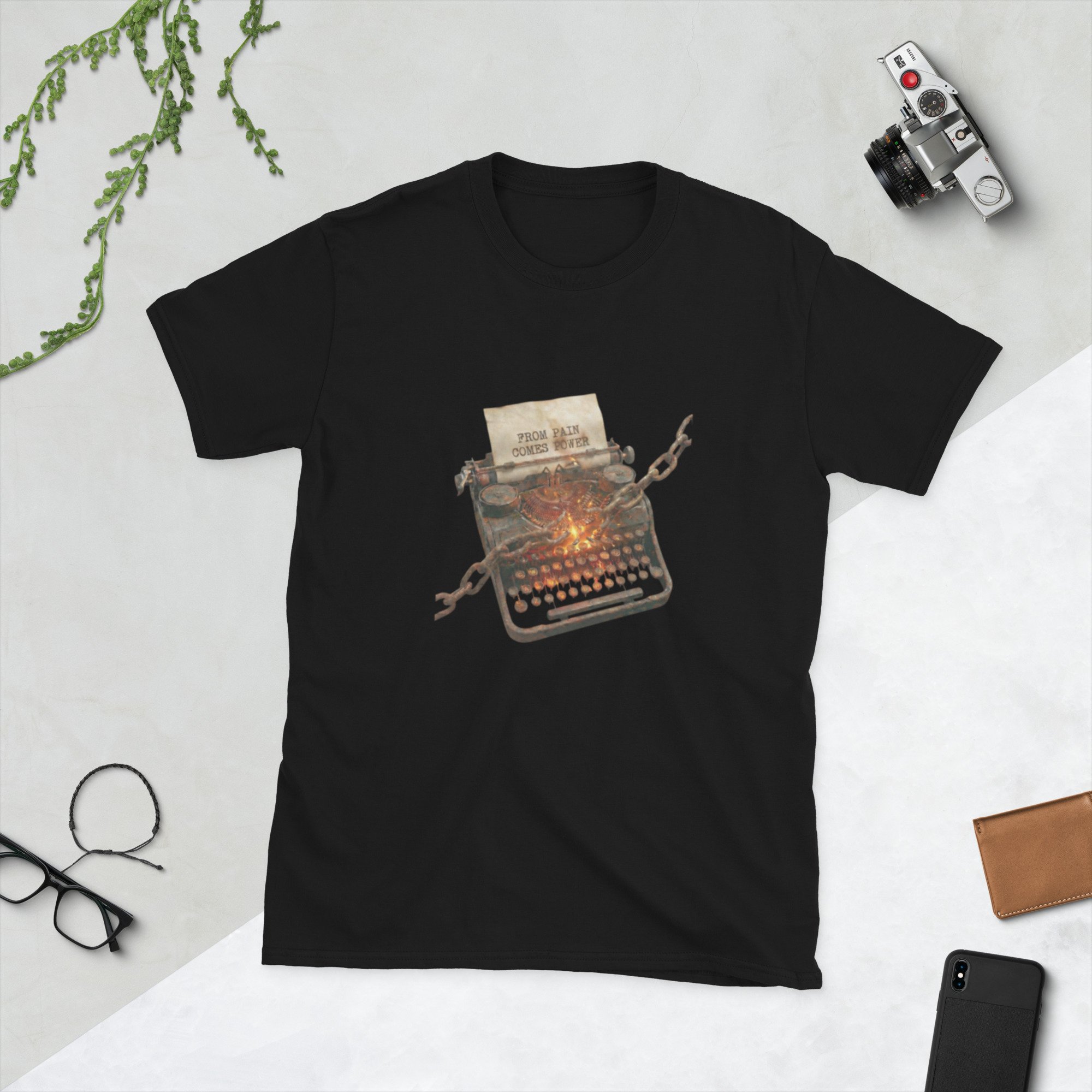 From  Pain Comes Power Typewriter Short-Sleeve Unisex T-Shirt