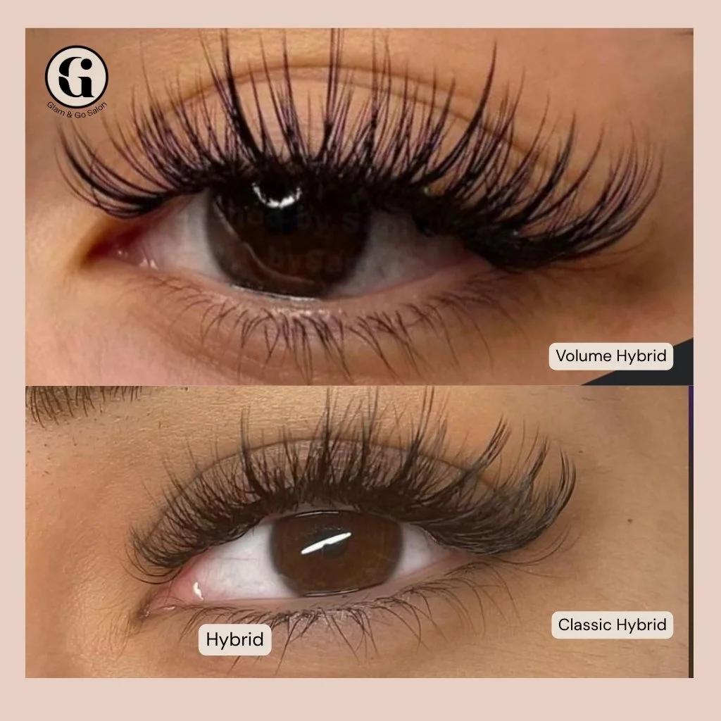 Hybrid and Volume Hybrid Lash Extensions at Glam & Go Salon JVC Dubai