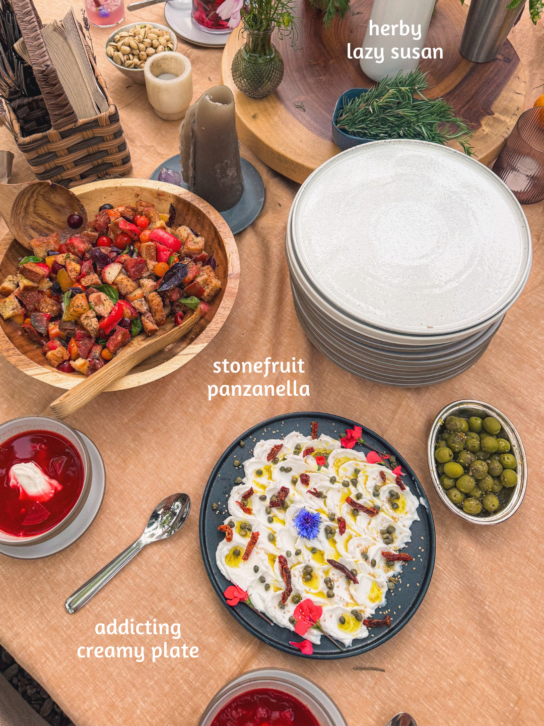 I fell in love with a panzanella at Felix Trattoria in LA  and lately I've been experimenting with adding in cherries, peaches, and nectarines • This nut-based creamy dip is a fan fav whenever I make it for parties. 