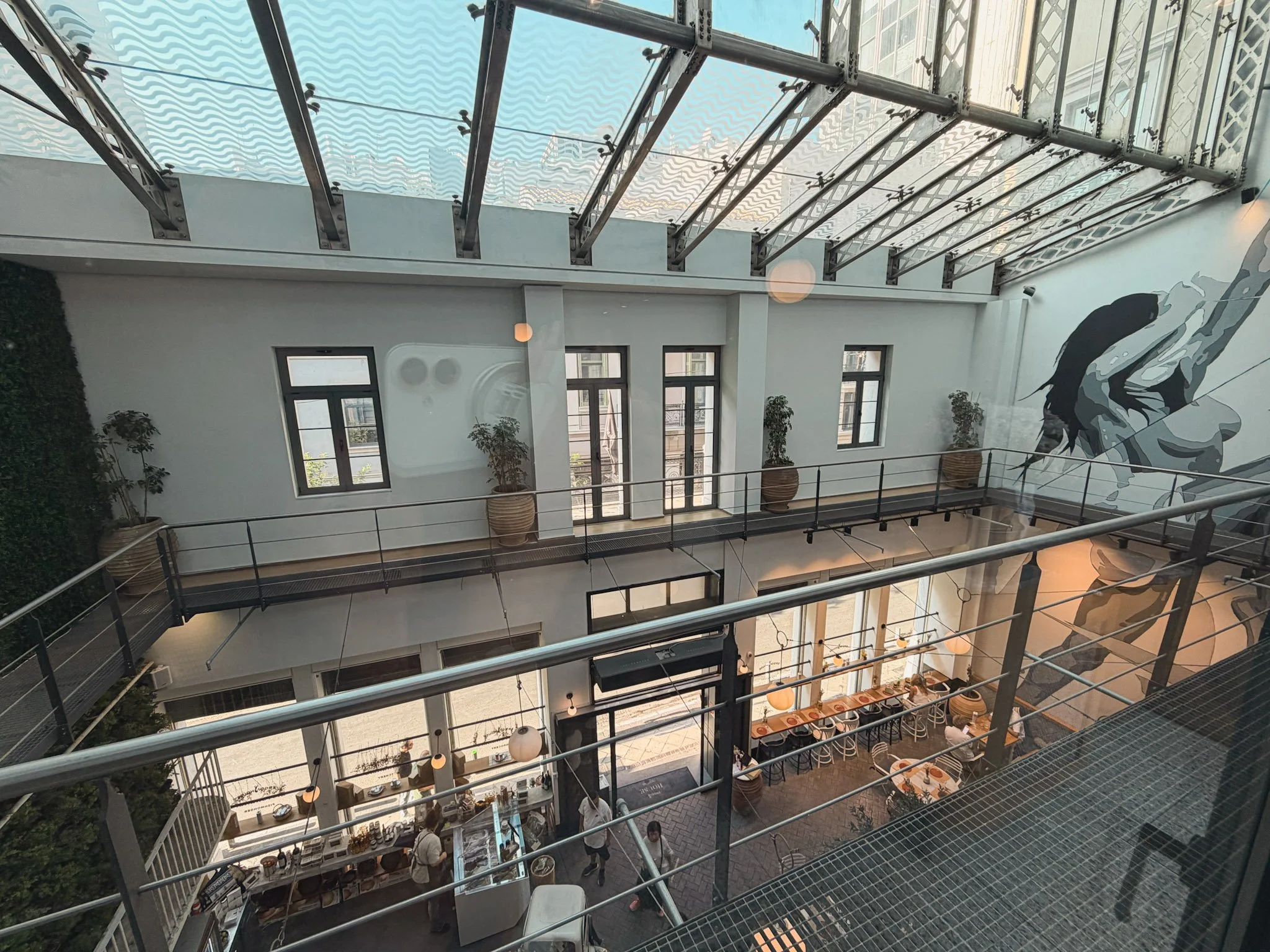 Atrium/agora/entrance and view from 2nd floor check-in desk