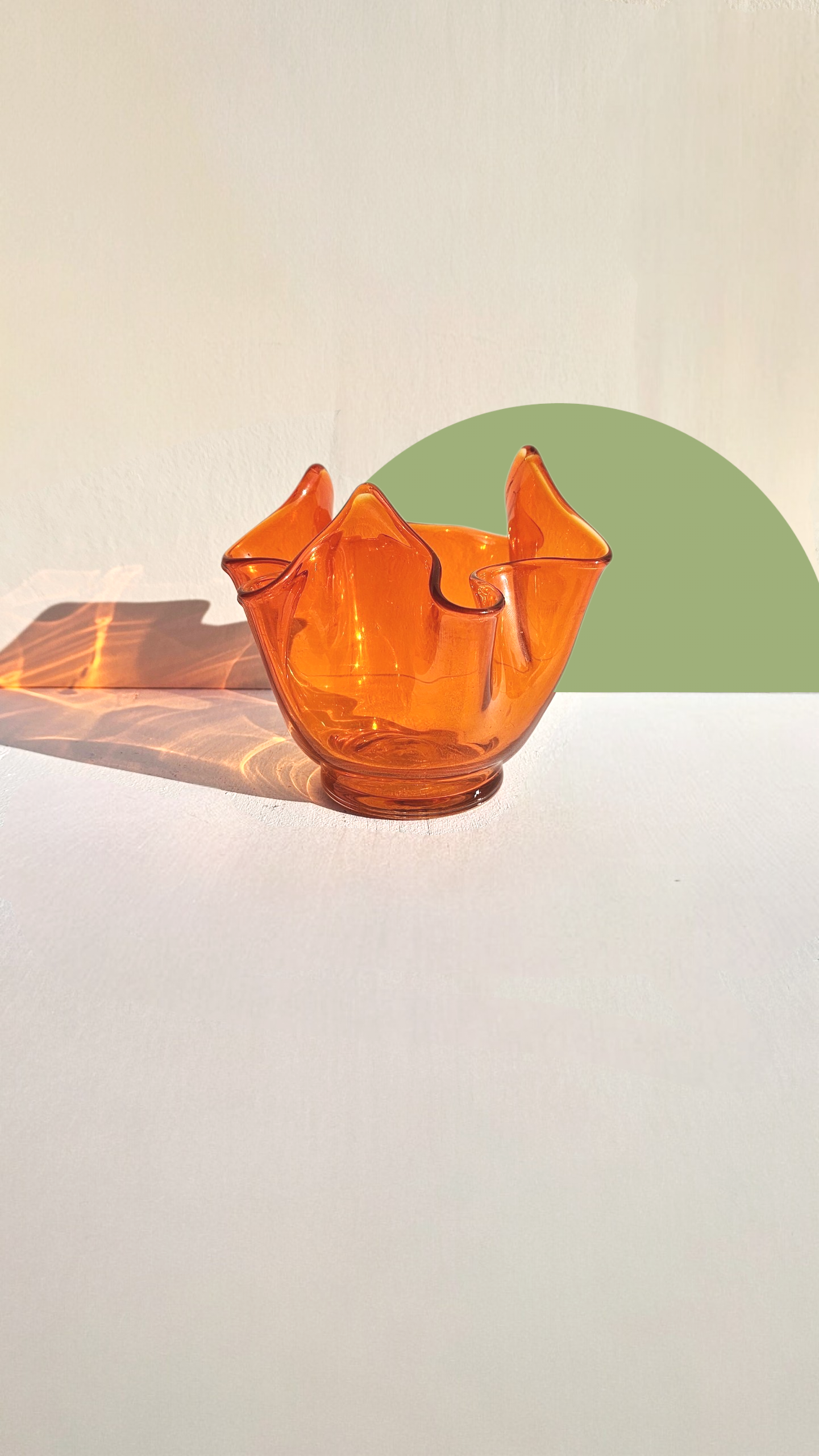 Amber Flame Art Glass Bowl