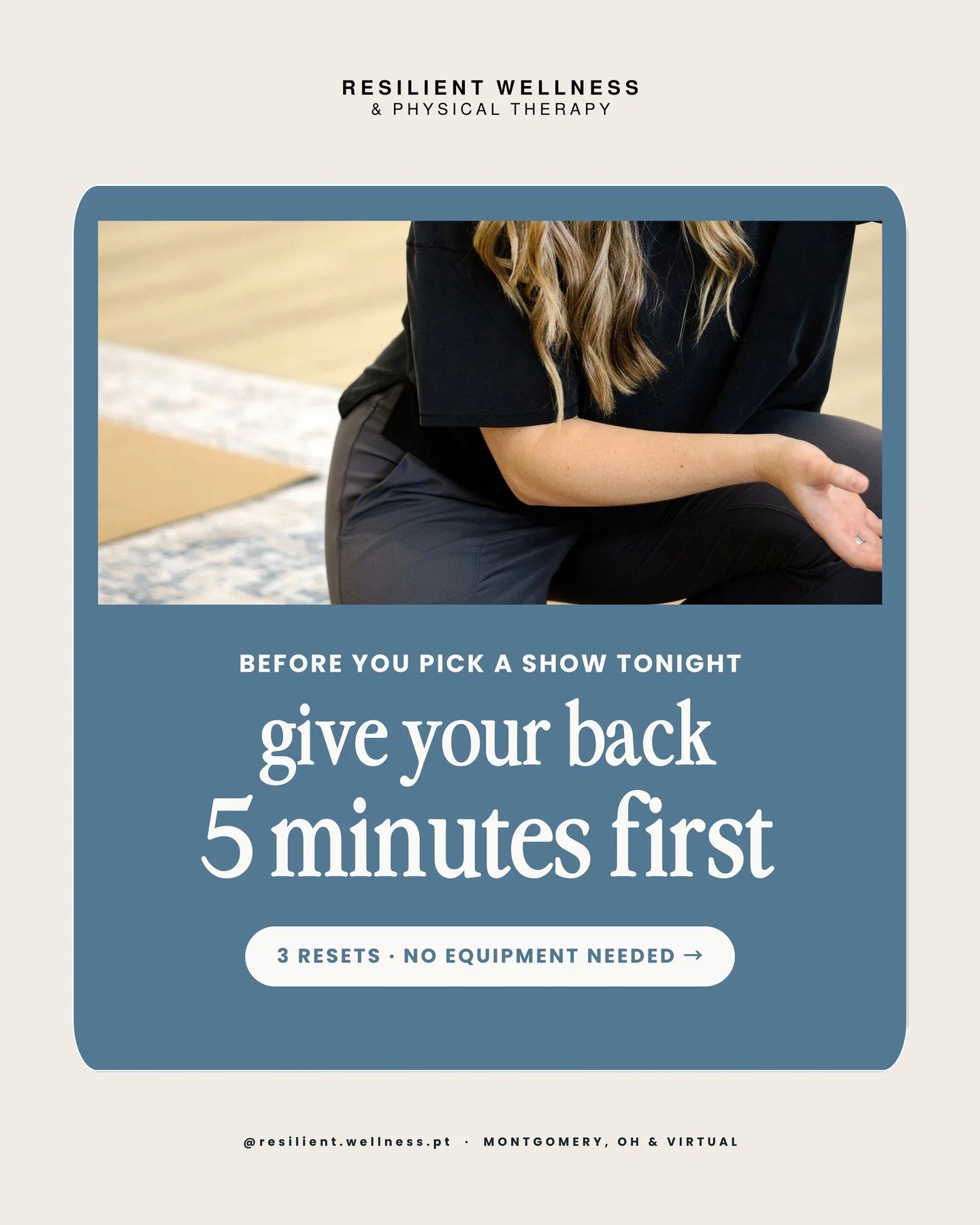 Before you settle in for the night, give your body 5 minutes of attention. 💙

Your back has been working hard all day &mdash; sitting, standing, lifting, chasing kids, doing all the things.

These 3 simple resets can help release tension, encourage 