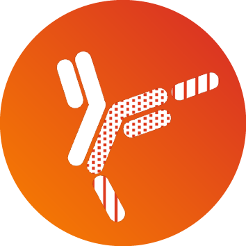 White stylized hand gesture making a peace sign on an orange gradient background.