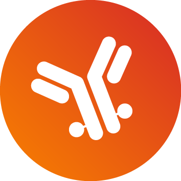 A stylized white Y-shaped figure on an orange background.