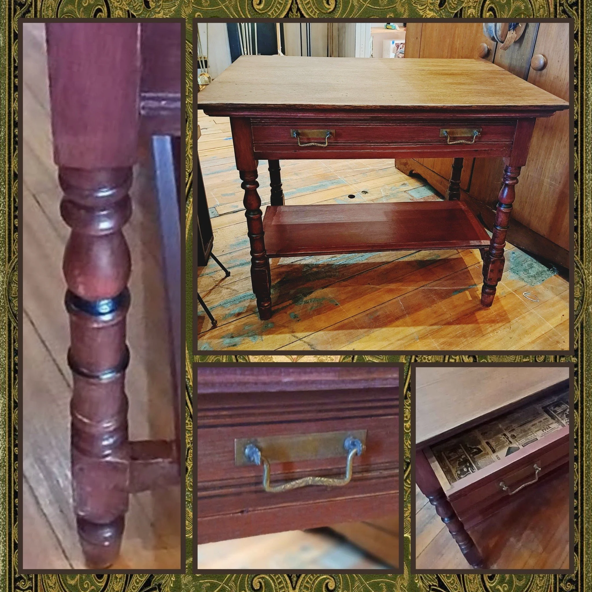 Simply Rescued, 634 Broadway, Davisburg open Thurs-Sun 11-5 

We don't see calling this an occasional table when it could be integral component of any room plan. Quality workmanship and original features make this antique accent table a stunner at $9