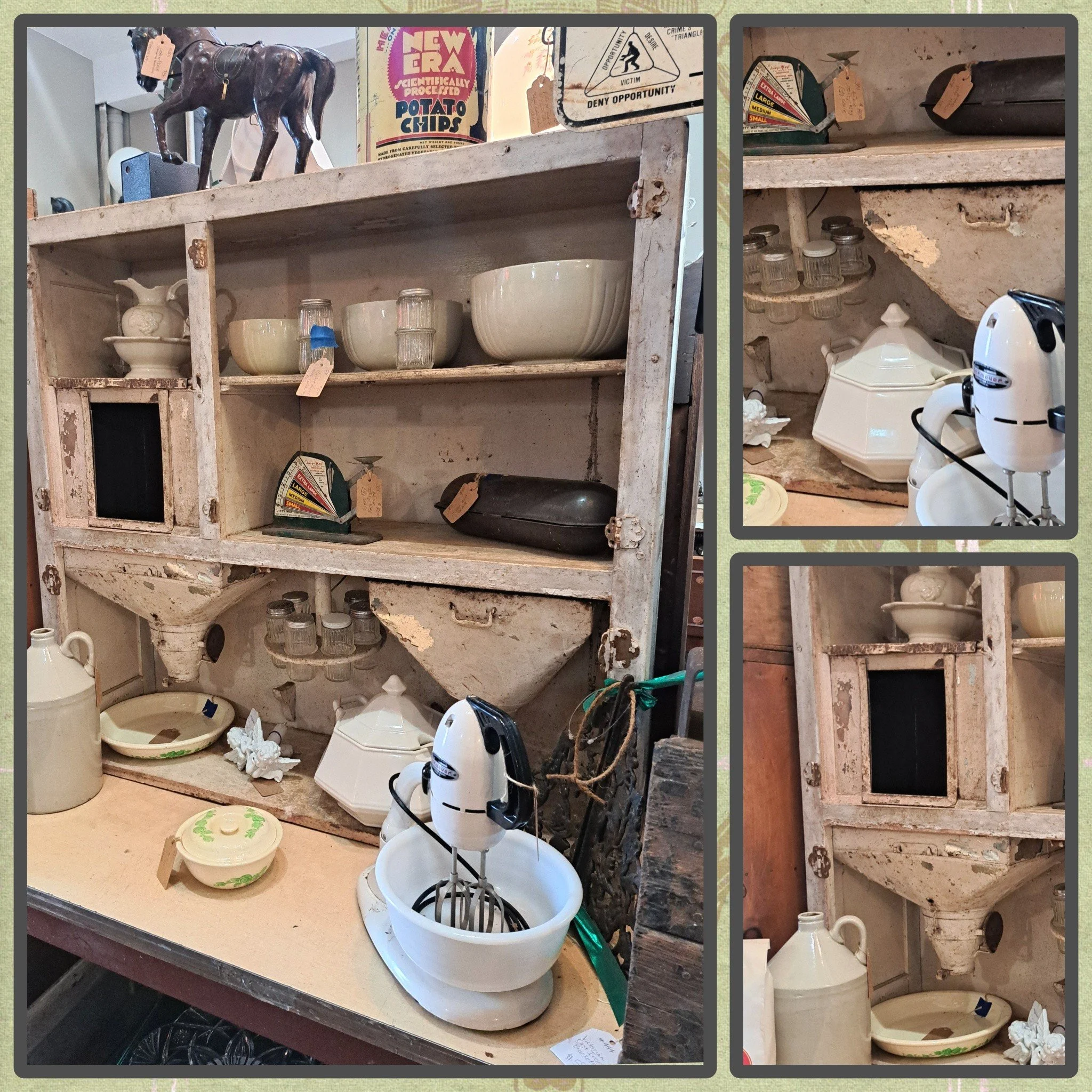 Simply Rescued, 634 Broadway, Davisburg open Thurs-Sun 11-5 

A distressed bottom half didn't stop us from grabbing this feature-filled vintage cabinet top. Placed on a counter or worktable, it gives you lots of space for creatively organizing your w
