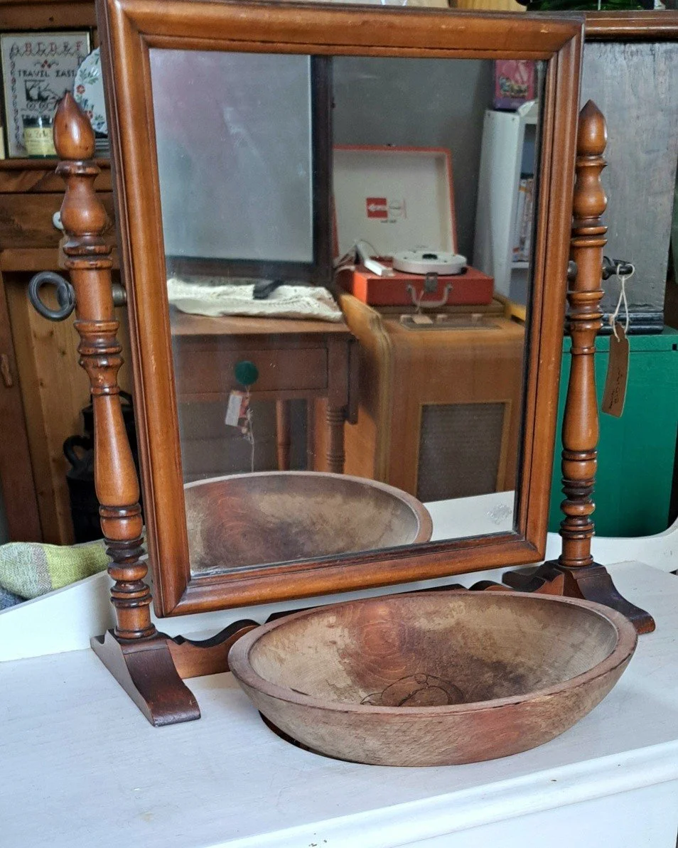 Simply Rescued, 634 Broadway, Davisburg open Thurs-Sun 11-5 

Are you ready for the day? A check in this vintage dresser top tilting mirror will give you the answer - We think you look great!