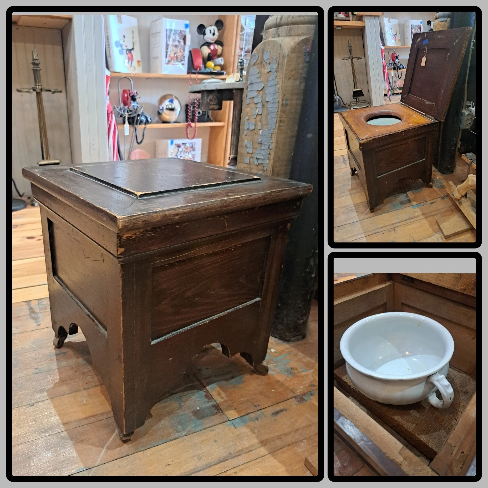 Simply Rescued, 634 Broadway, Davisburg open Thurs-Sun 11-5 

It's Friday! So yes we have new arrivals. Take a look at this find - antique lift top commode with chamber pot.