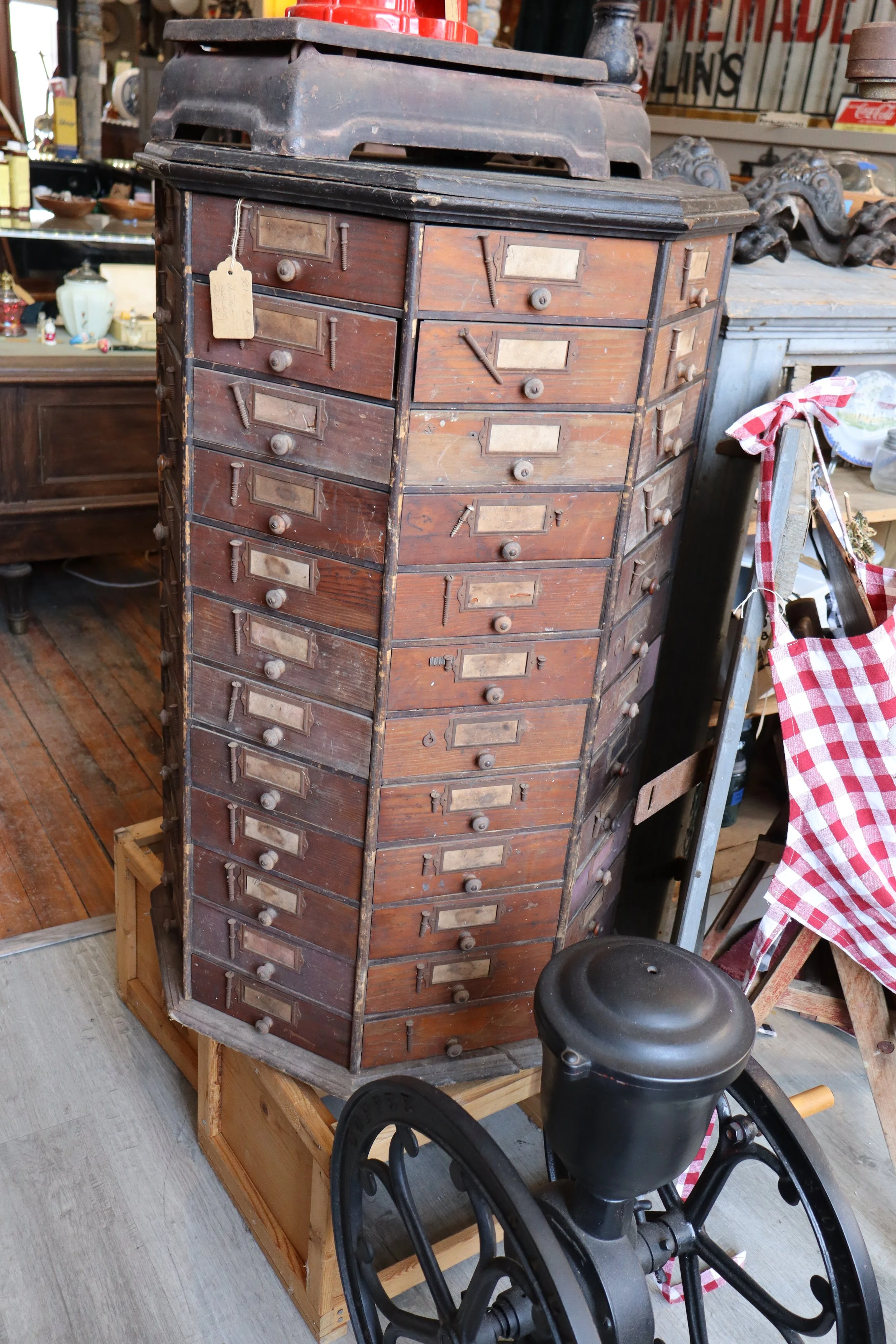 Antique Octagon Hardware Cabinet