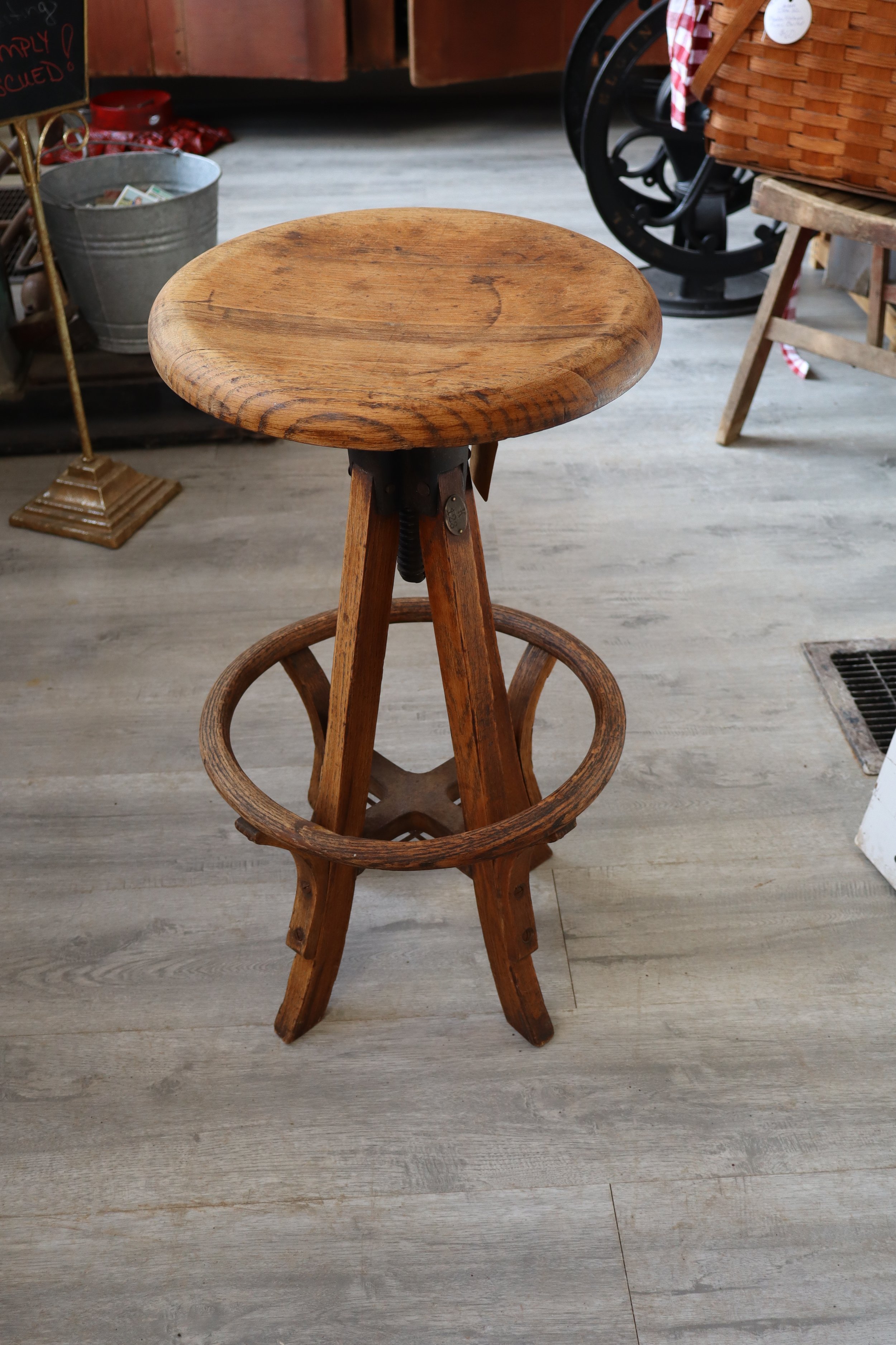 Vintage Charm Adjustable Drafting Stool