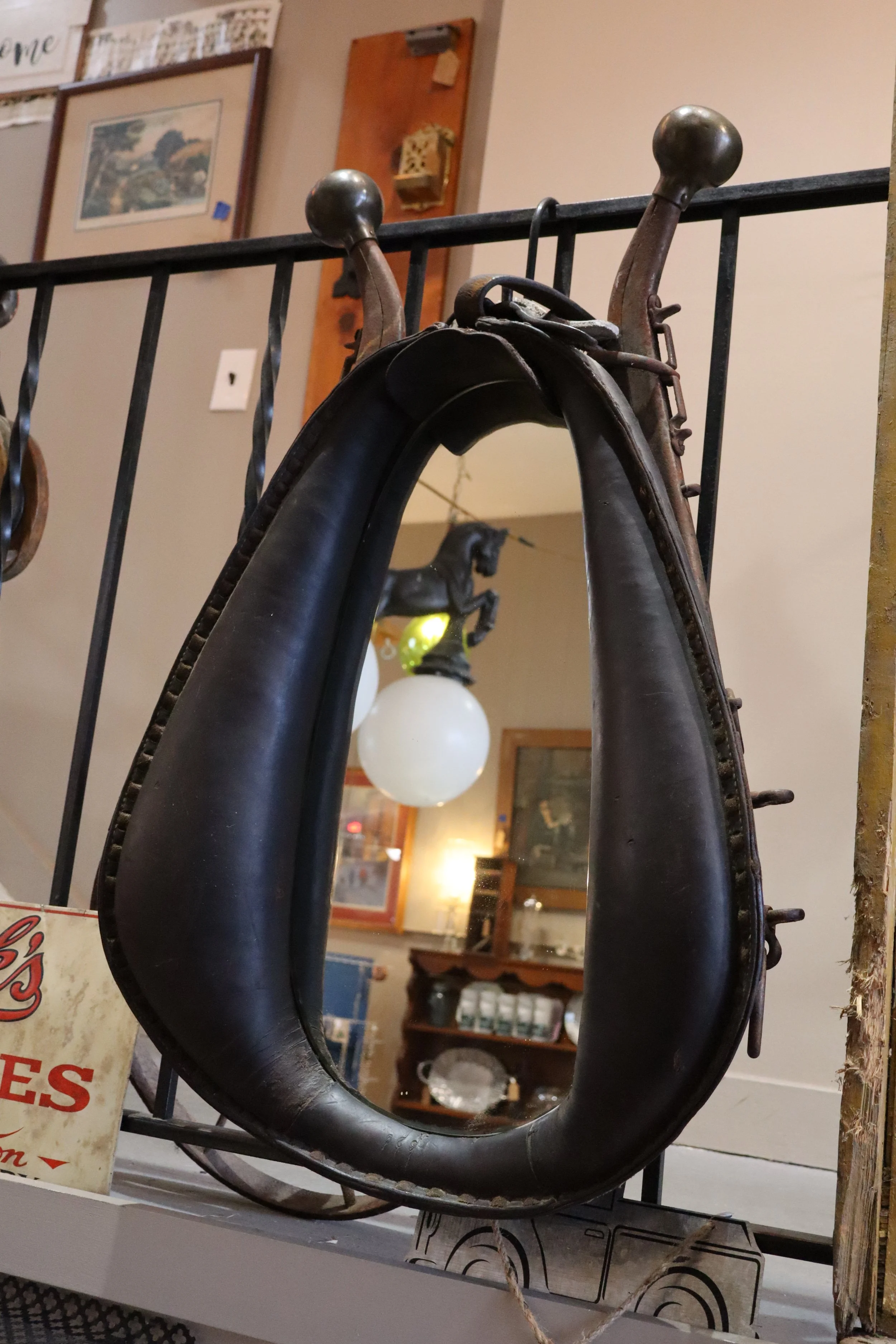 Antique Horse Collar Wall Mirror