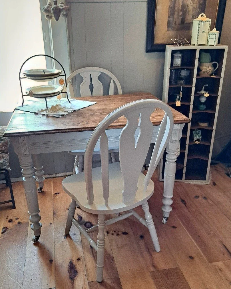 Antique Oak Dining Table with Matching Chairs