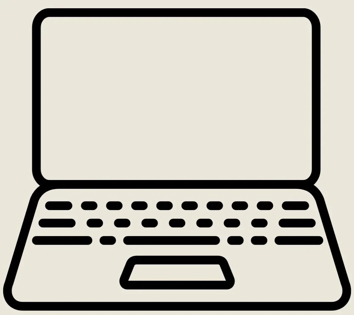 Geometric drawing of an outline square with sections divided by vertical, horizontal, and diagonal lines.