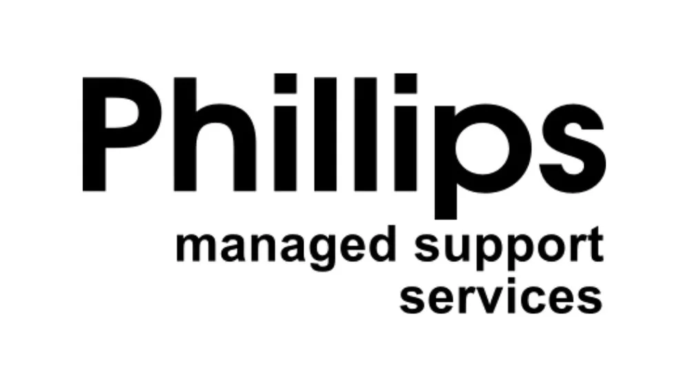 Logo for Philips managed support services with bold black text on a white background.