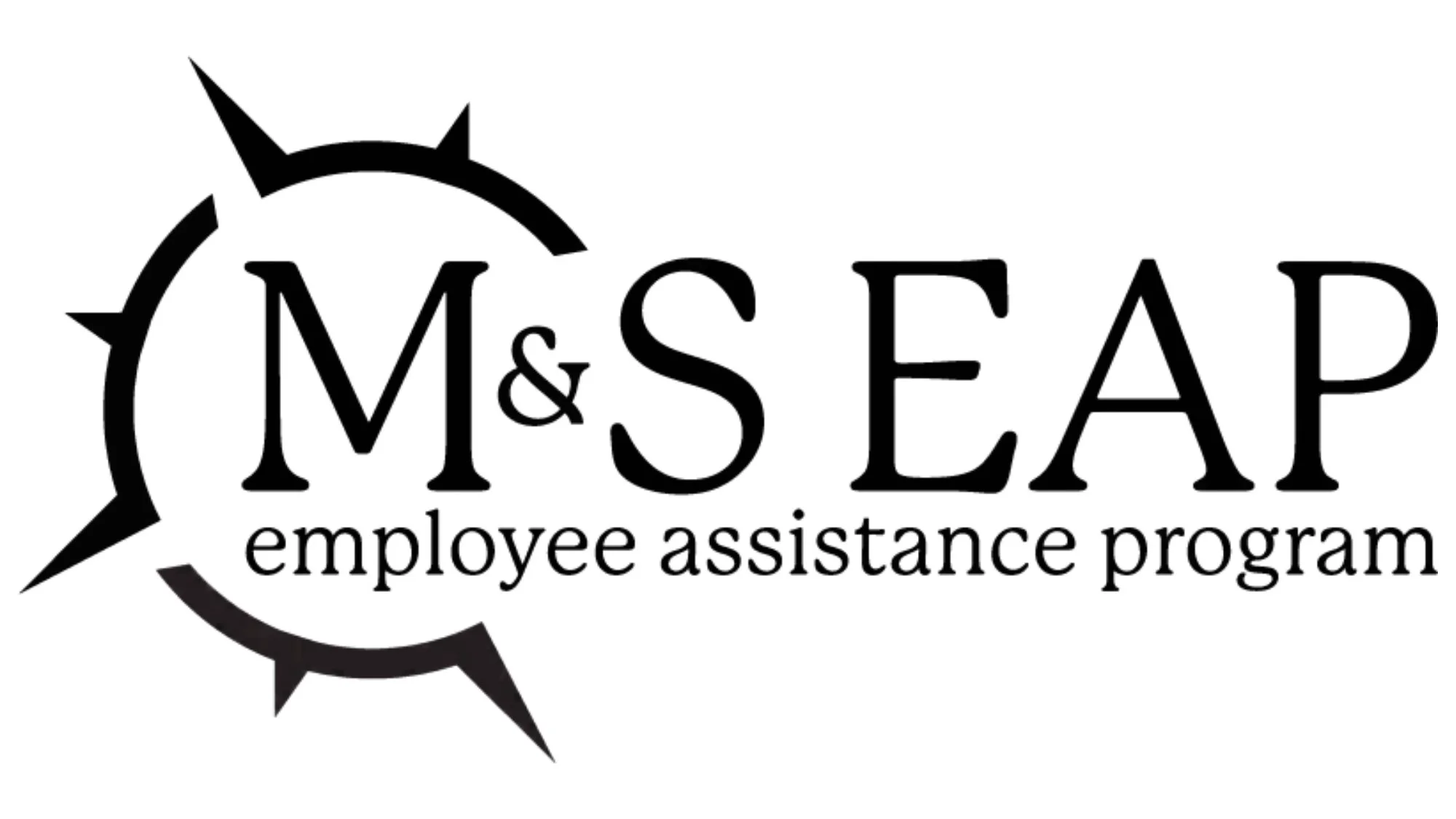 Logo for M&S EAP employee assistance program, featuring a stylized sun or compass with the text 'M&S EAP employee assistance program'.