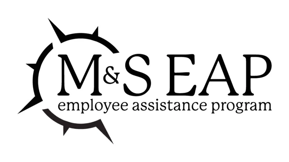 Logo for M&S EAP employee assistance program featuring a compass design around the text.