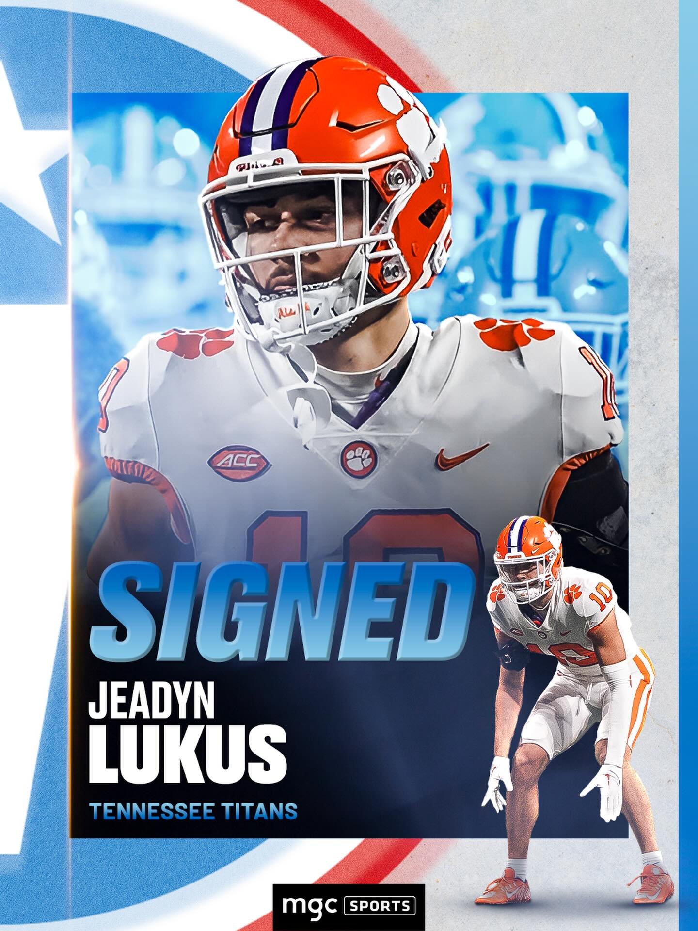 Congratulations, Jeadyn! 

Lukus signs a UDFA Contract with the Tennesee Titans.