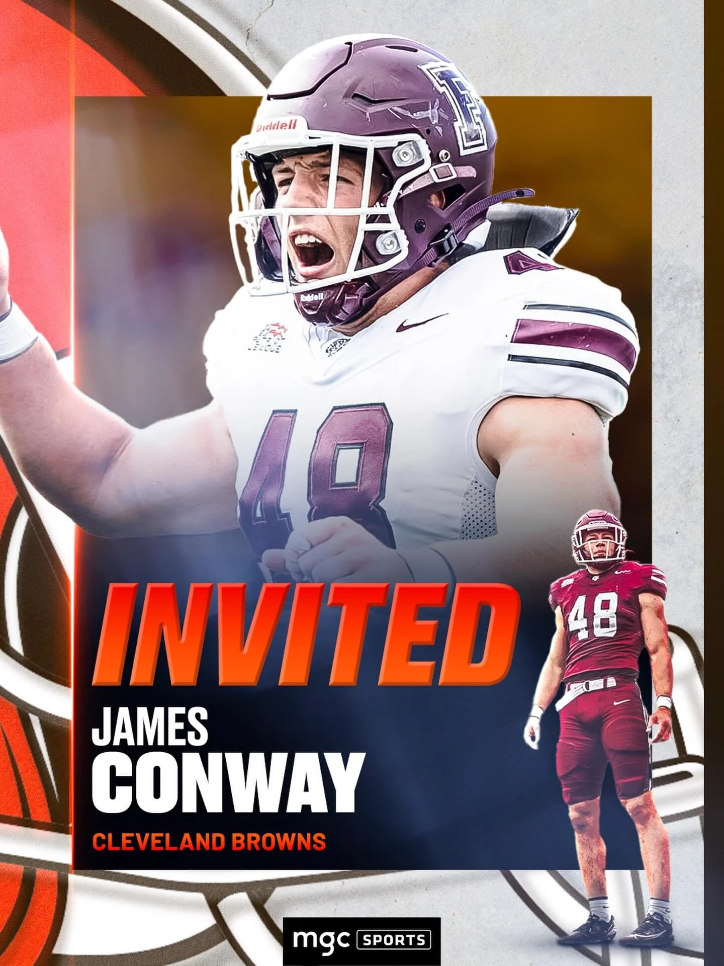 Congratulations, James! 

Conway receives a Rookie Mini Camp invite from the Cleveland Browns.