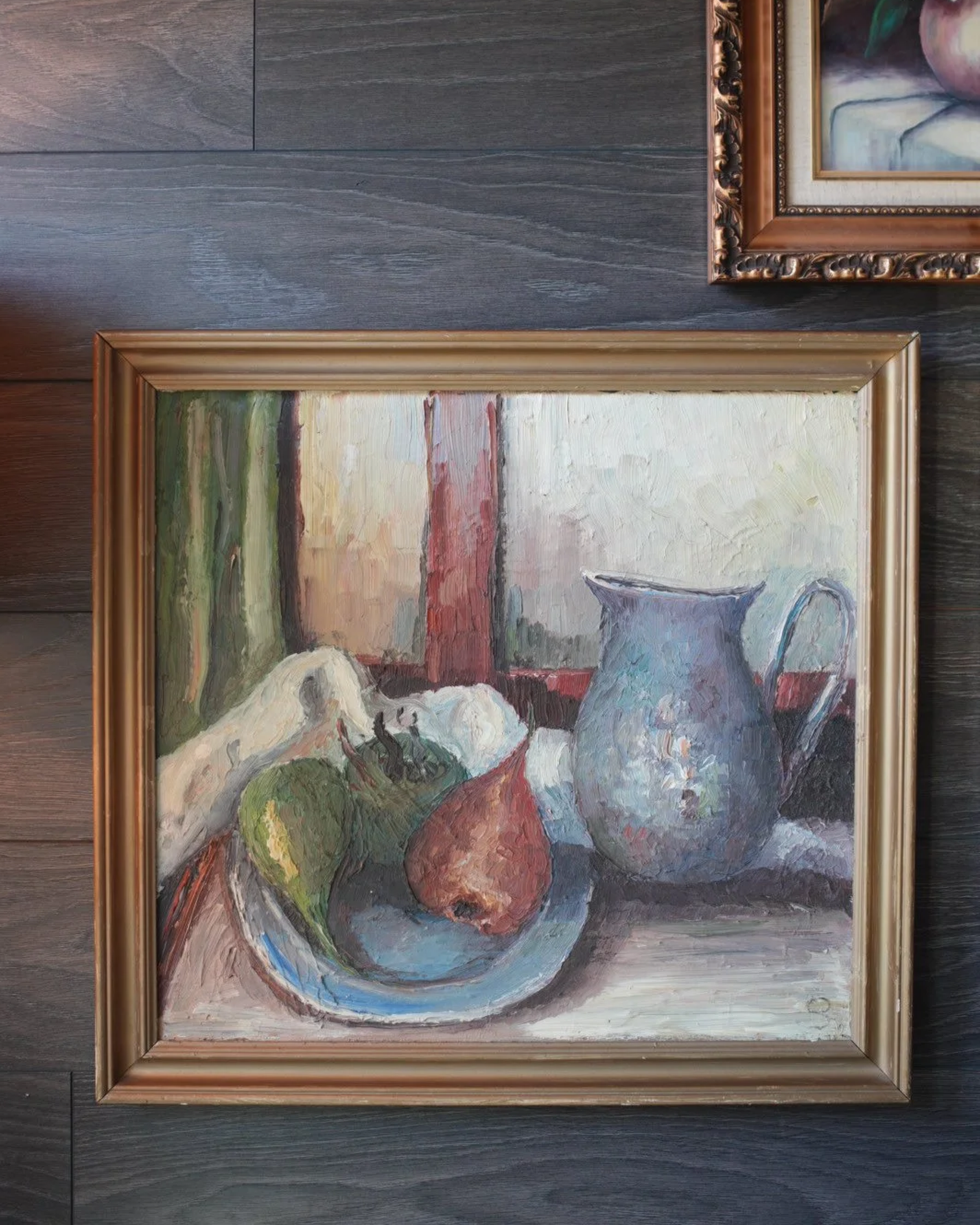 Textured Oil Still Life Painting (Pears & Pitcher)