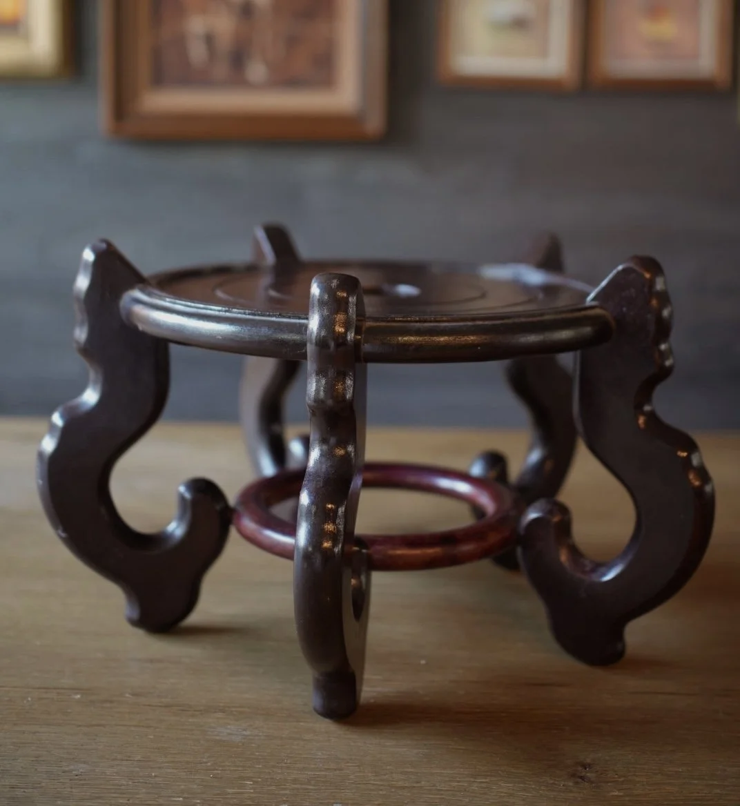 Chinese Carved Rosewood Display Stand