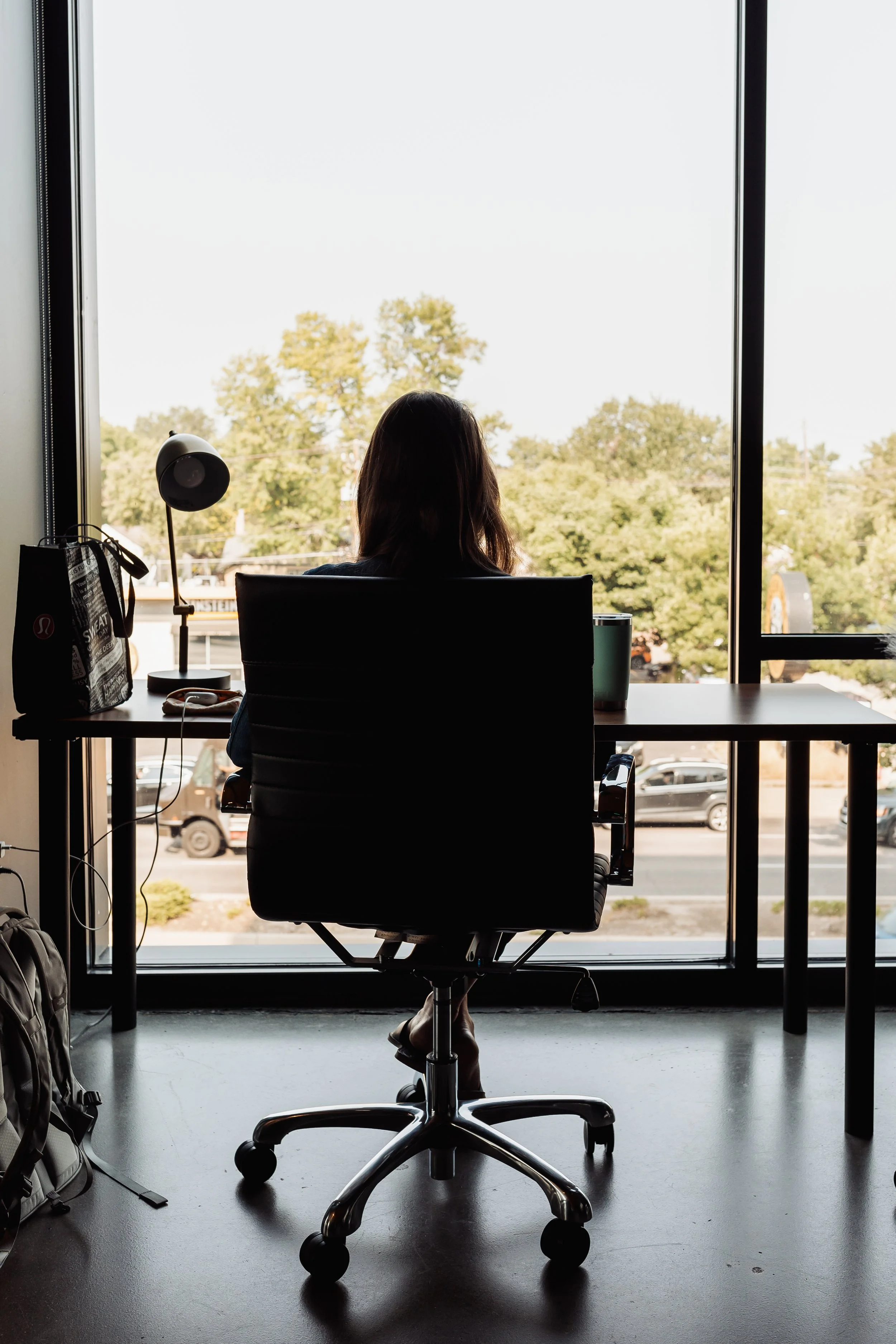 Working at private office overlooking Colorado Blvd