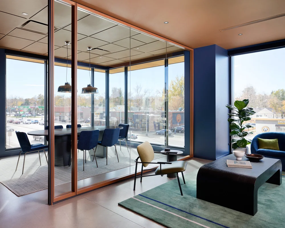 Light-filled Sage conference room in Denver at TARRA