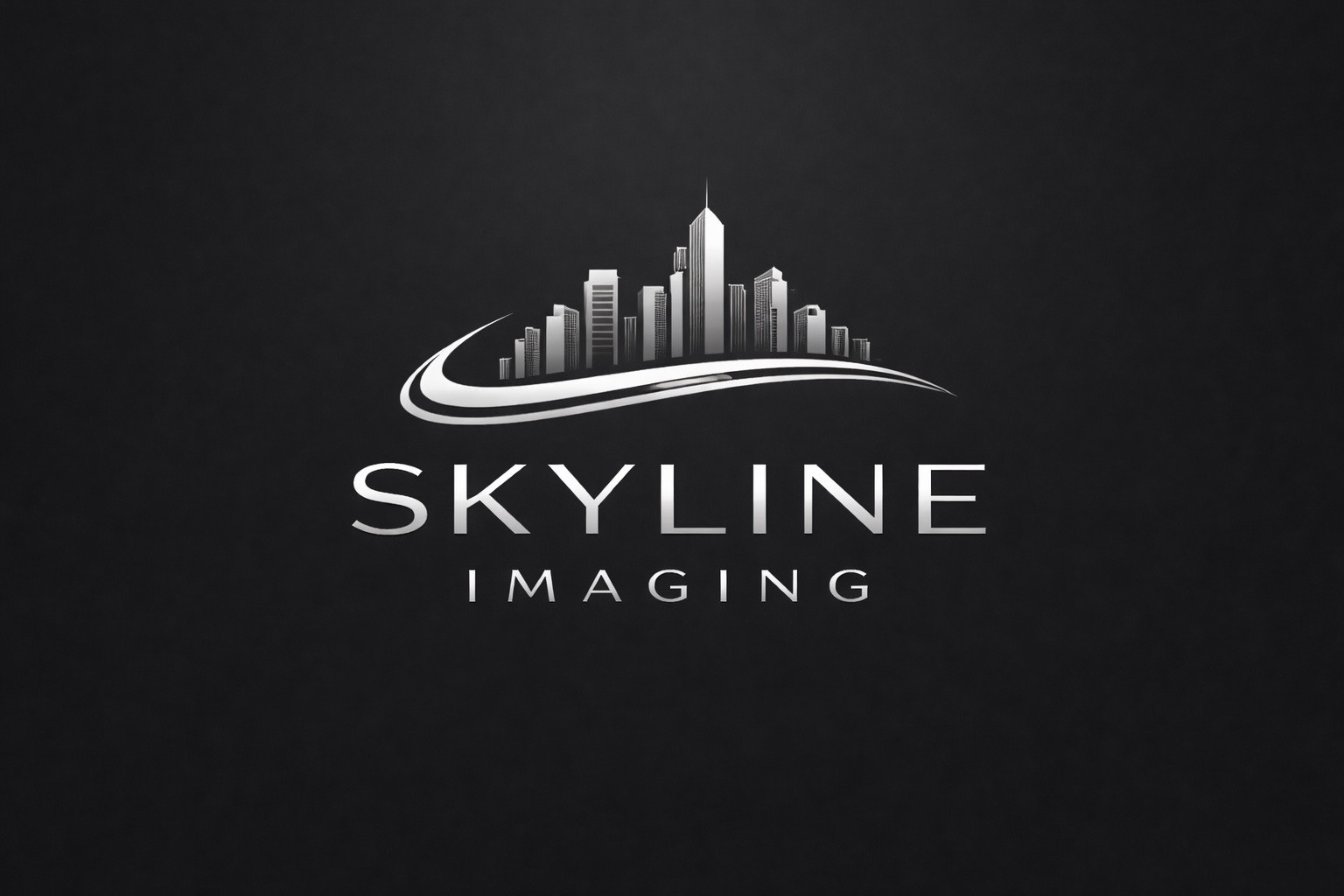 A logo for Skyline Imaging featuring a stylized city skyline with tall buildings and a swoosh design, set against a black background.