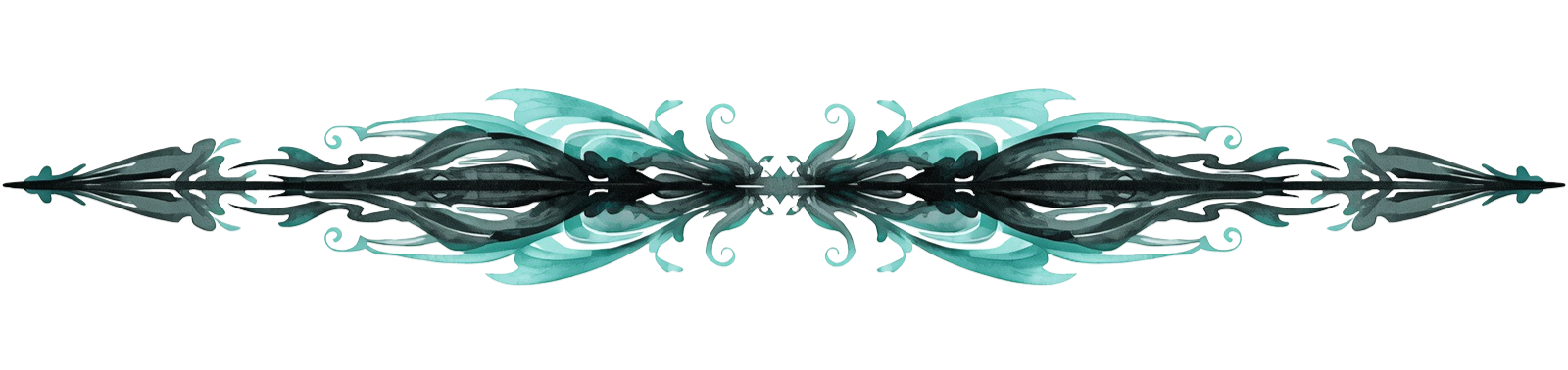teal and black scroll design