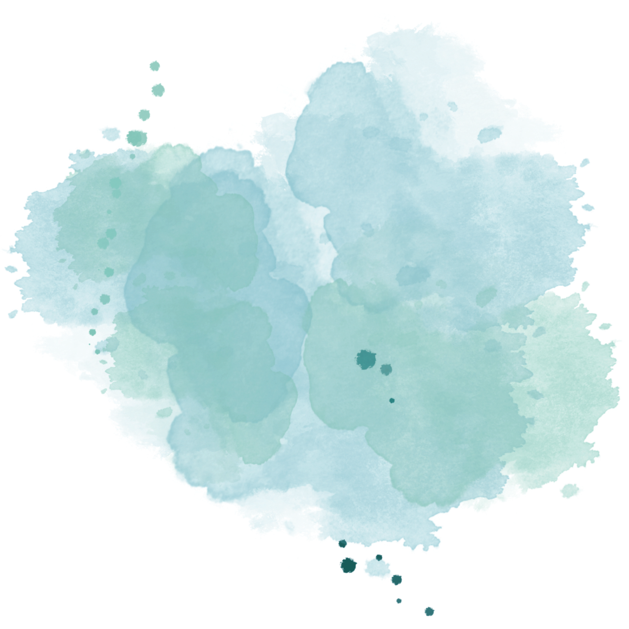 Abstract watercolor splash in shades of blue and teal on a black background.