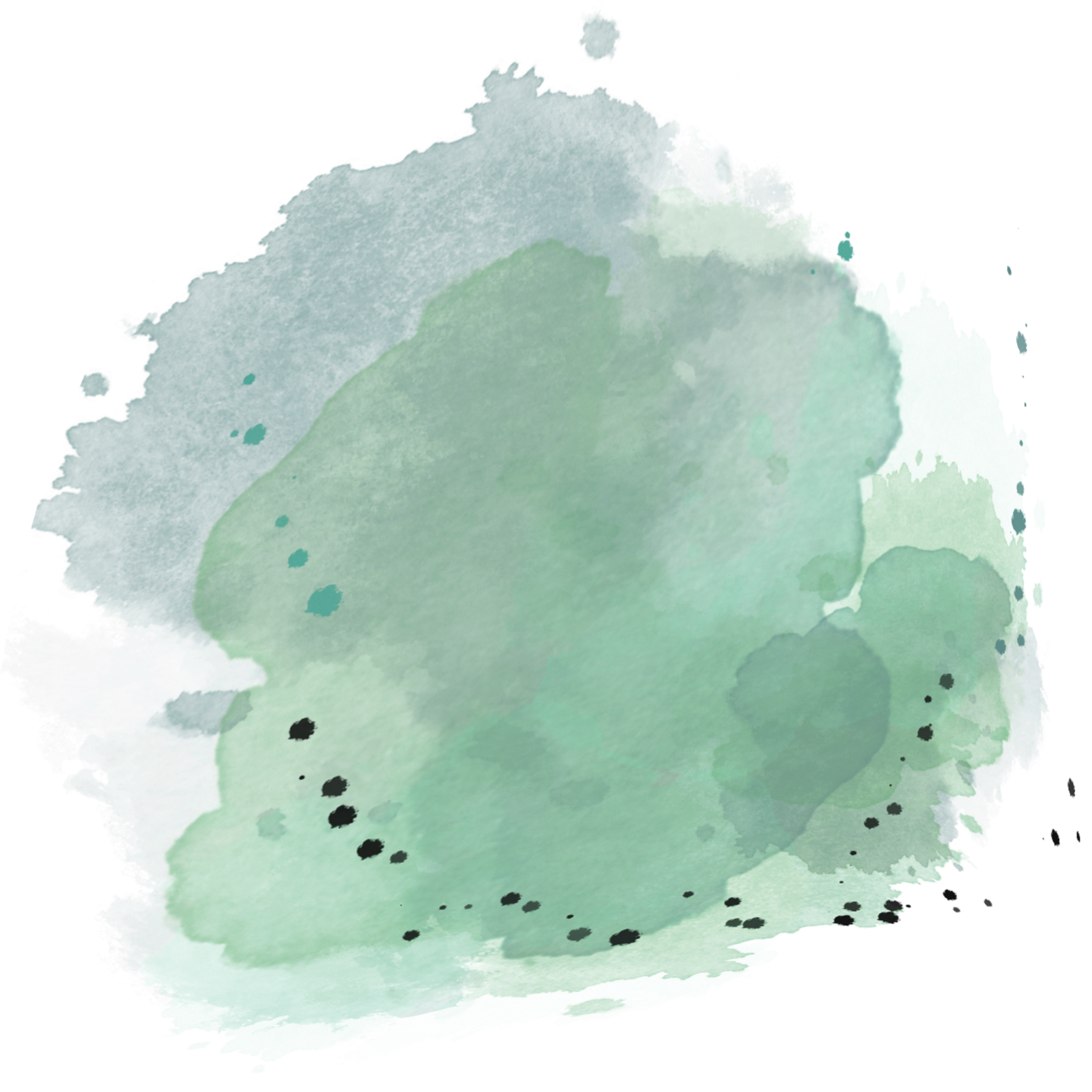 A watercolor painting of a mountain with a small cloud above the peak, painted in shades of blue and green.