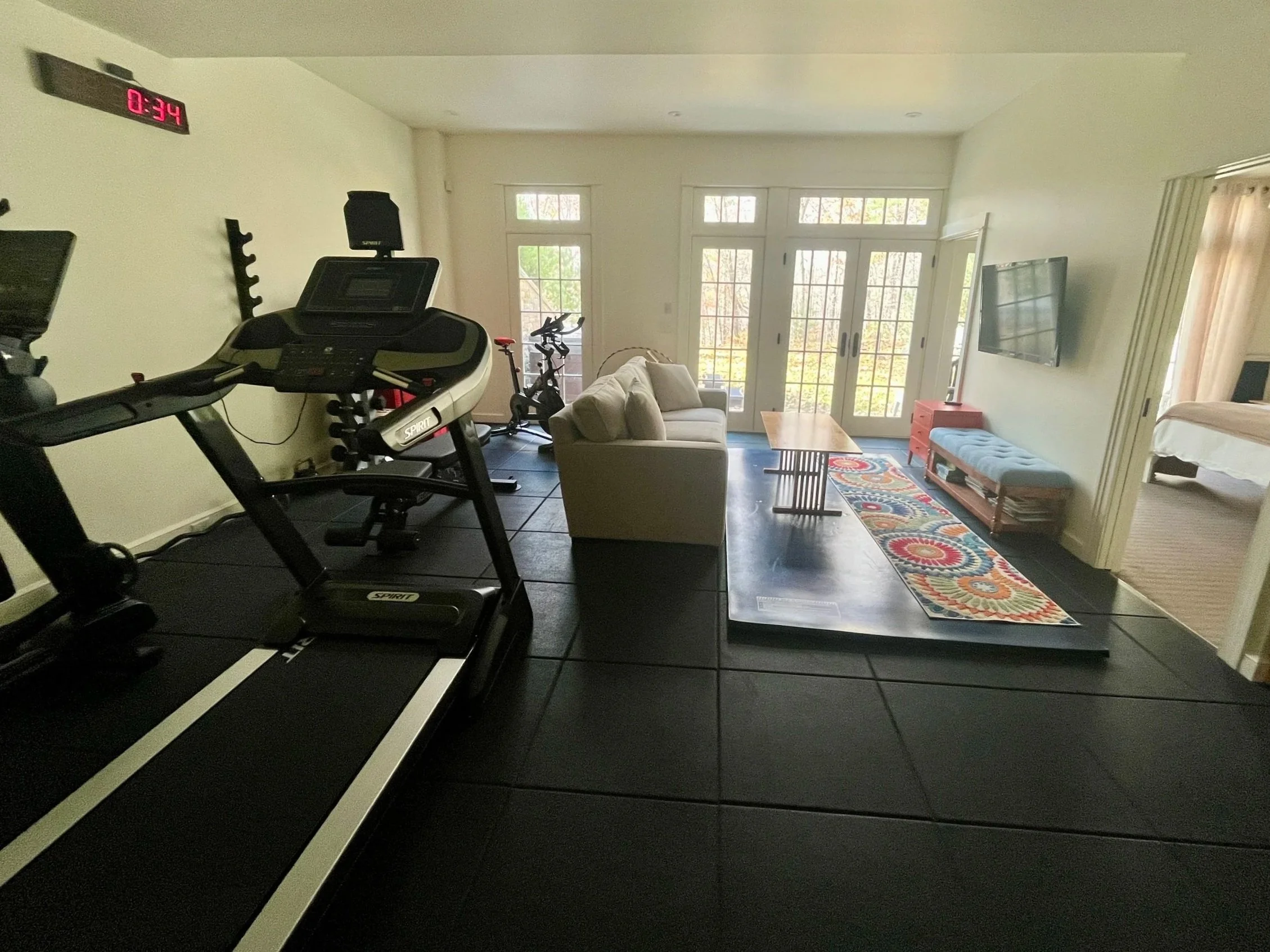 Private gym located on the lower level